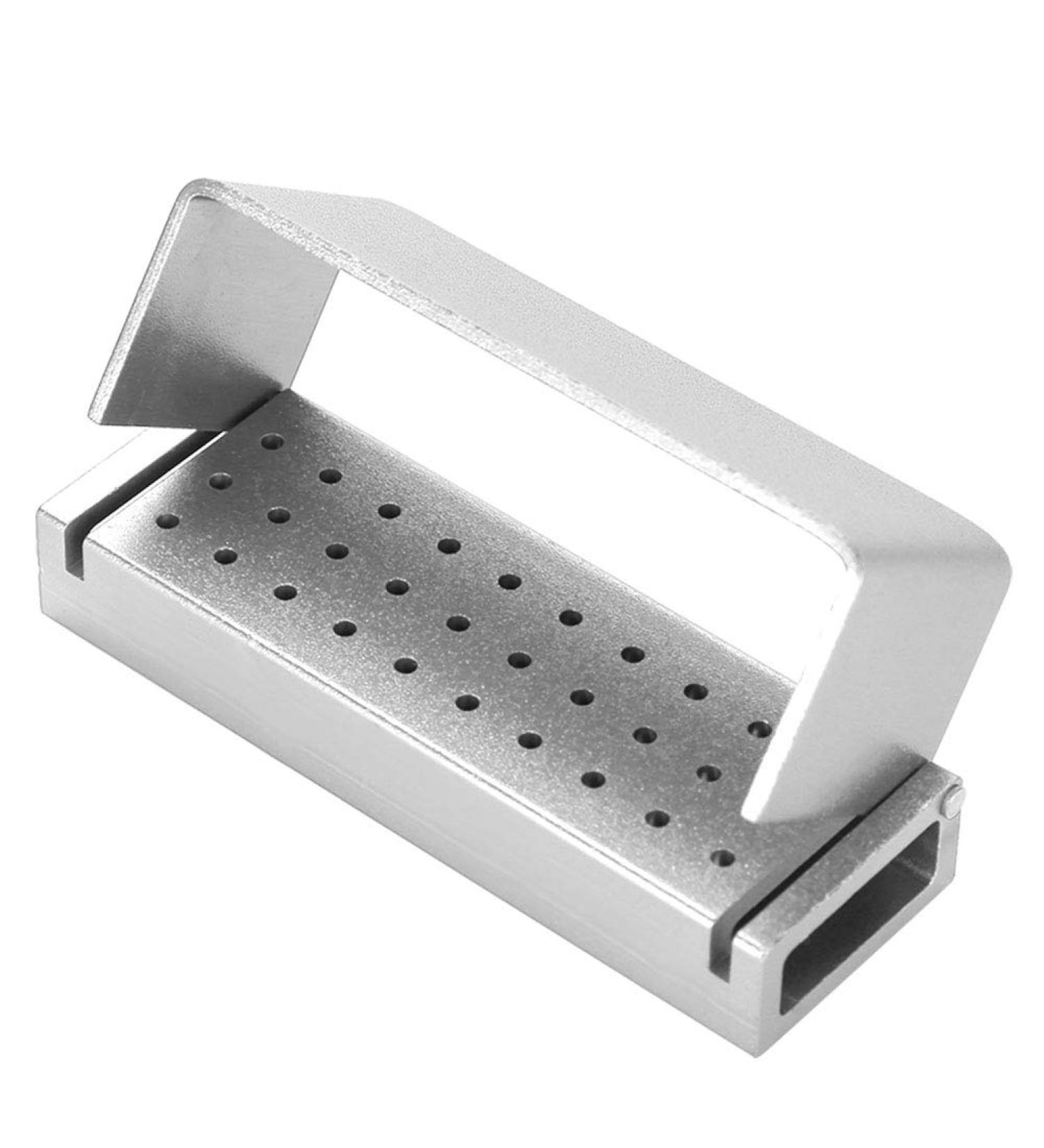 30-Hole Aluminum Disinfection Box for Dentists | Autoclavable Dental Tool Holder for Dentures - Silver - Buy Online on GoSupps.com