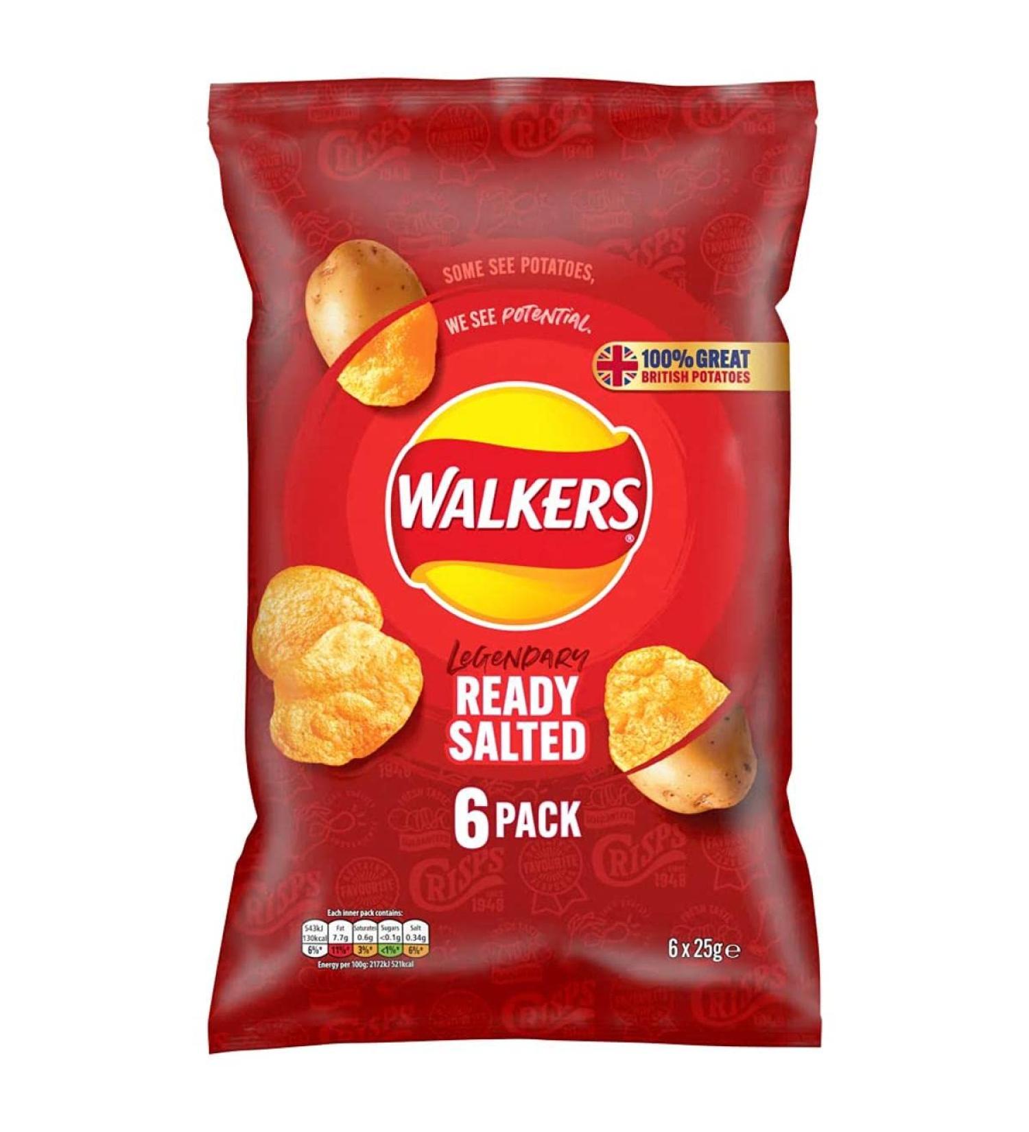 Salted Walkers Chips 6 x 25 g