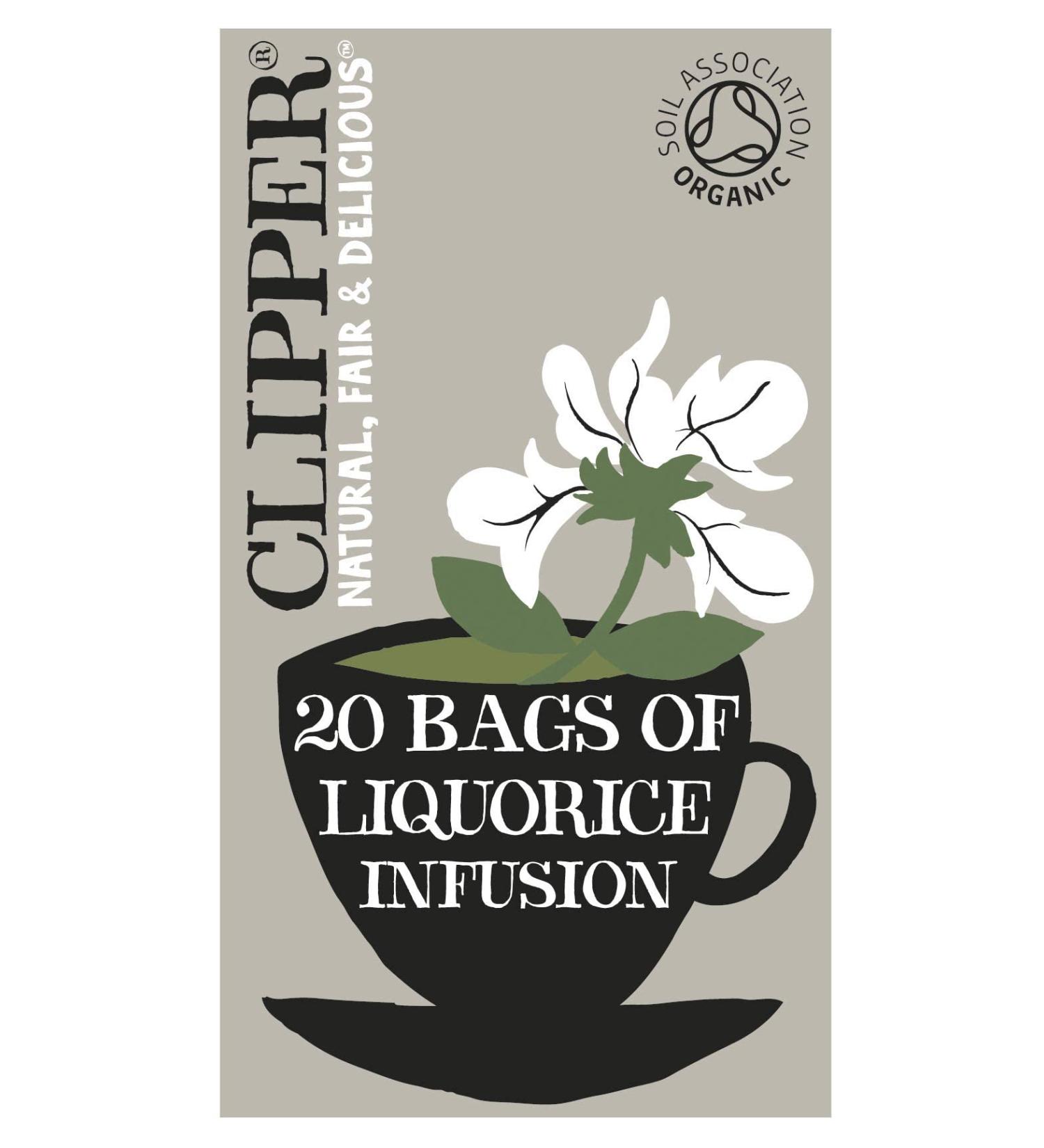 Clipper Organic Liquorice Tea Bags | 120 Infusion Liquorice Root Teabag Sachets (6 x Boxes of 20) | Bulk Buy for Home & Catering | Caffeine-Free Herbal Tea Bags | Natural Unbleached & Biodegradable Liquorice single - Buy Online on GoSupps.com