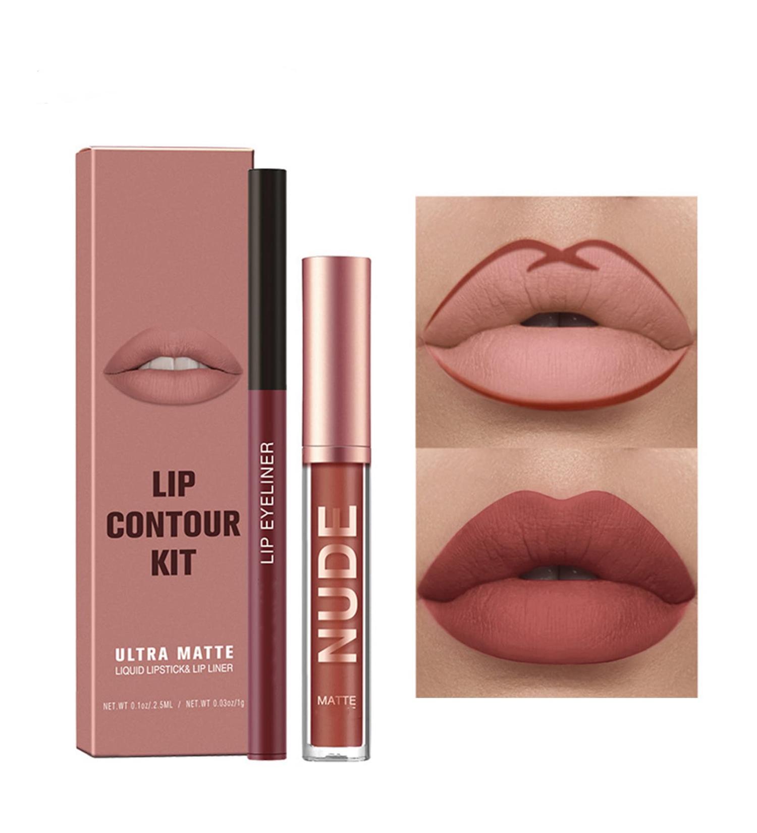 Nude Lip Liner and Lipstick Set - Waterproof, Long Lasting Lip Stain - Highly Pigmented Lip Makeup Kit for Daily & Holiday Looks (05) - Buy Online on GoSupps.com