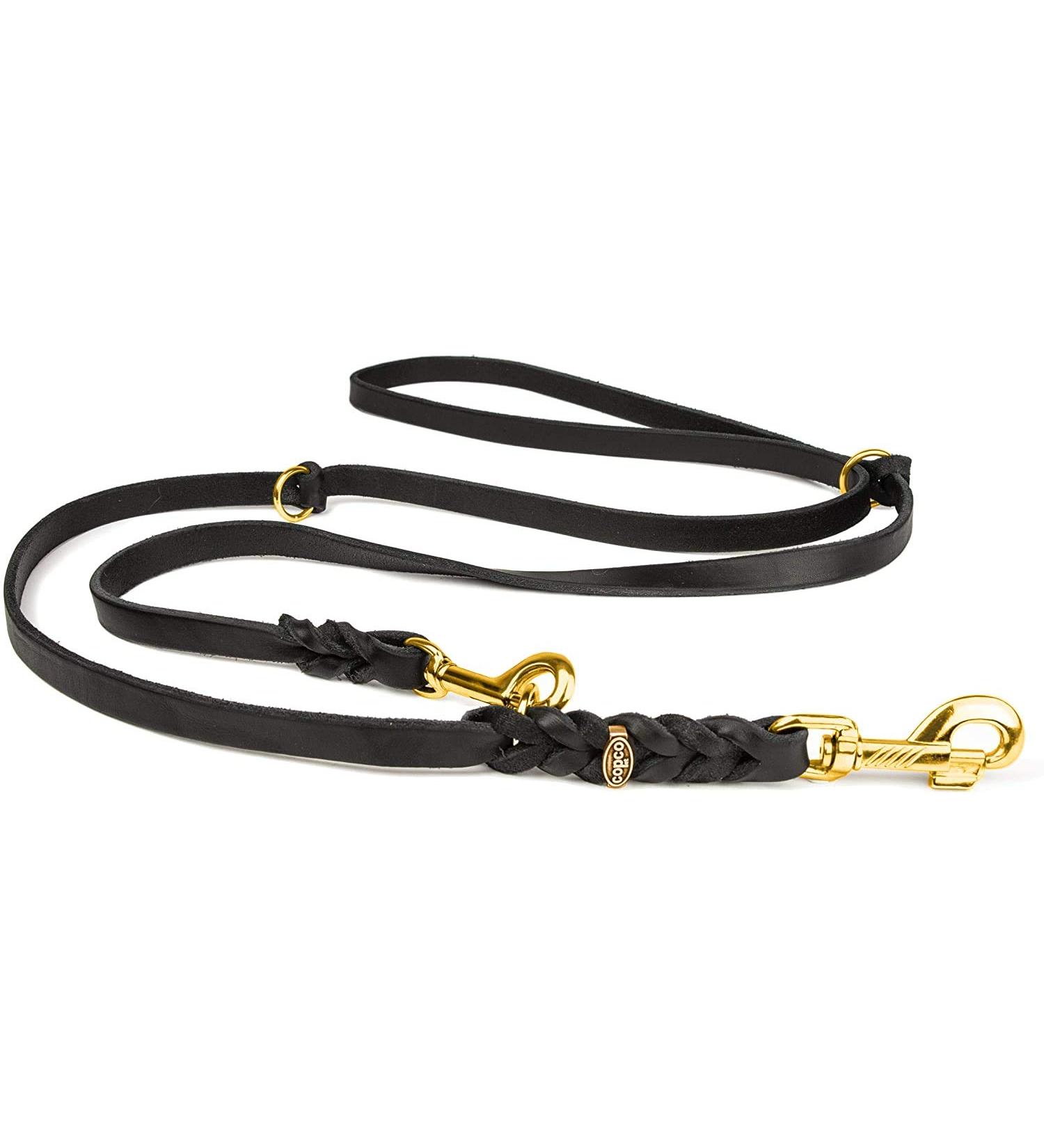 Buy COPCOPET 3-Way Adjustable Black Leather Dog Leash | Handmade in Germany | Soft Braided Design with Brass Fittings - 3m x 20mm - Buy Online on GoSupps.com