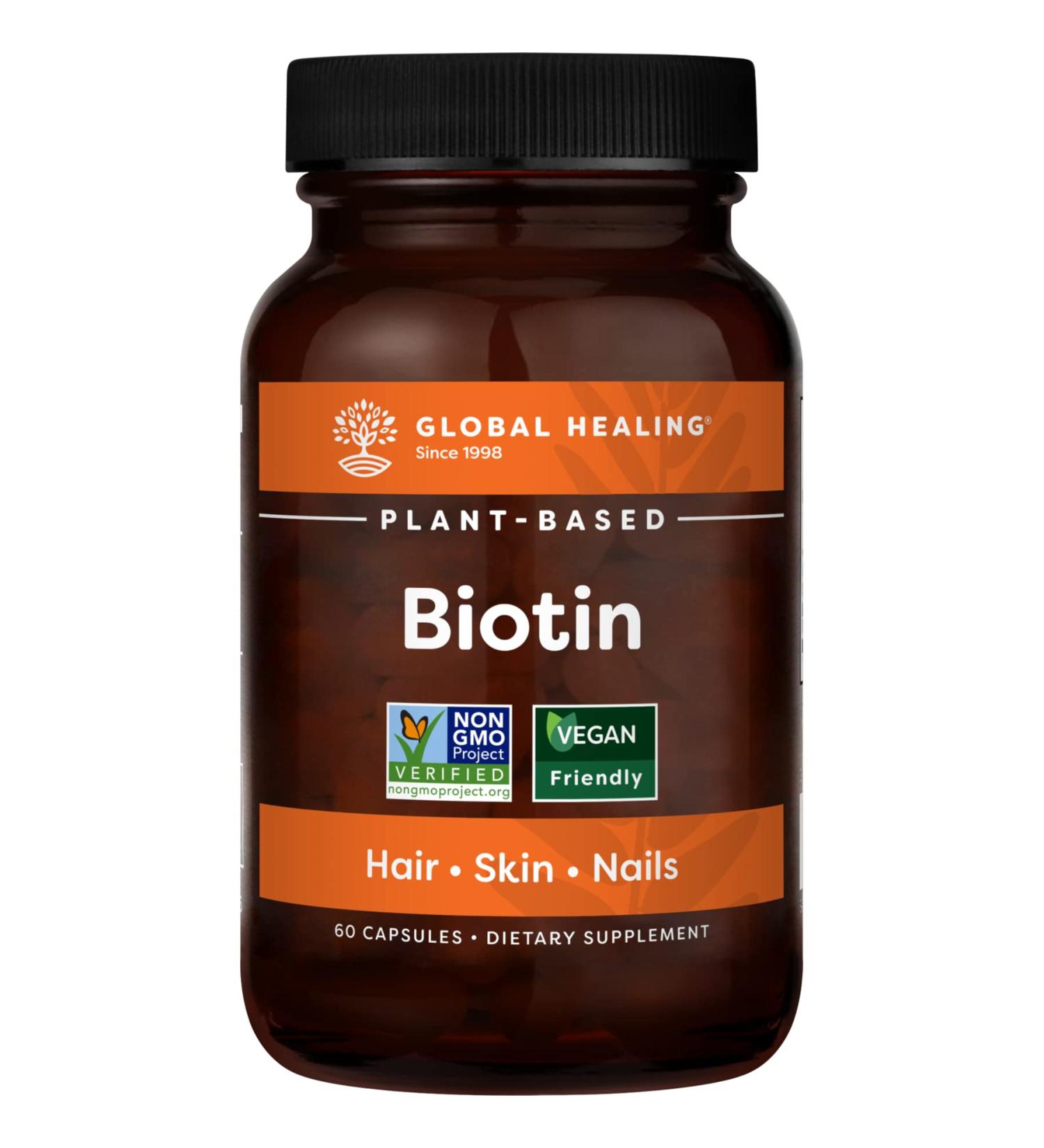Global Healing Center Biotin Supplement with Organic Sesbania Extract - 2500mcg, 60 Capsules - Buy Online on GoSupps.com