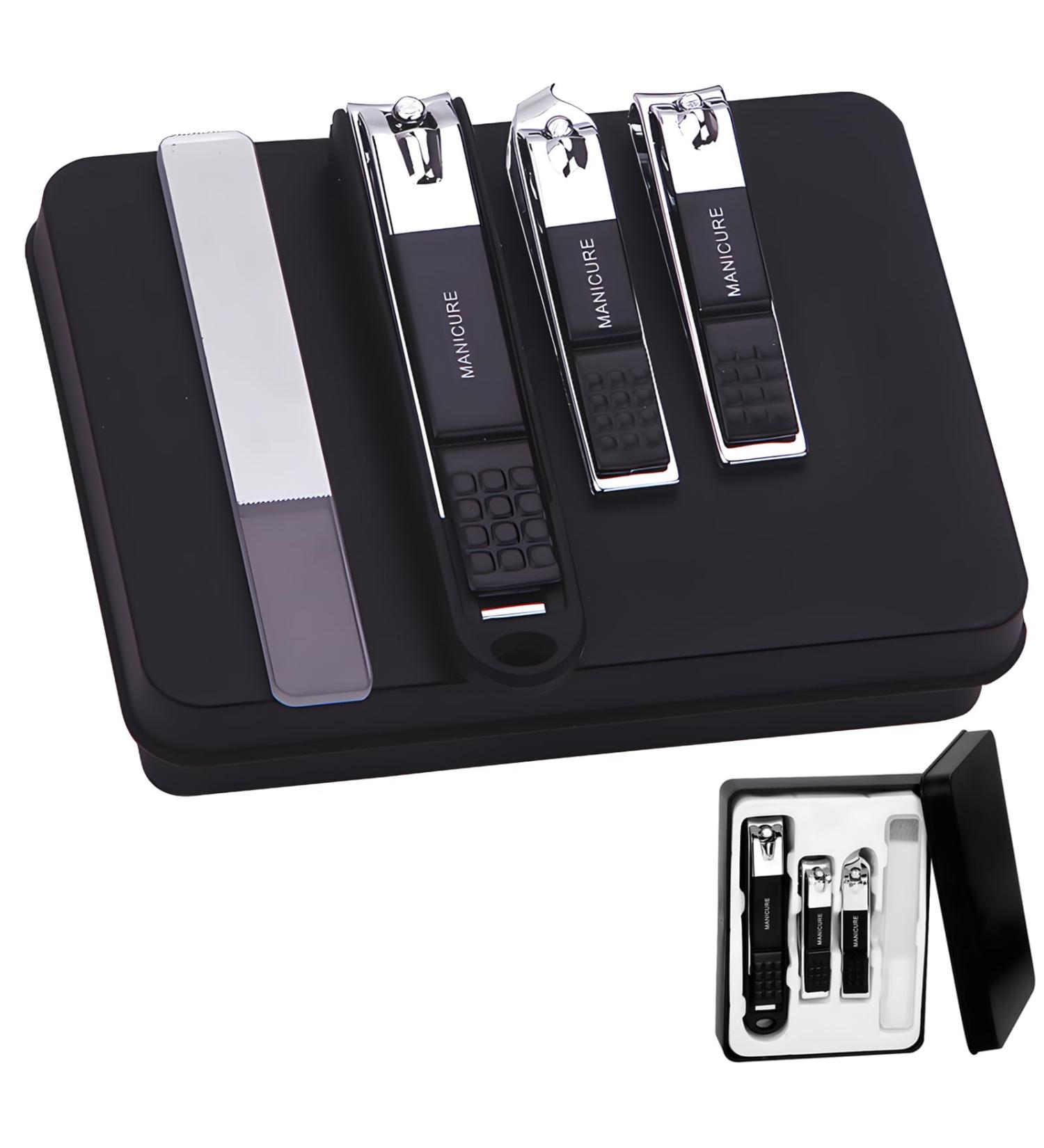 JYJLLM 4-Piece setProfessional Manicure Set with Nail Cutters Clippers and Pedicure Tools Portable Anti Splash Nail Clipper Set Nail kit Manicure Set Nail Cutter Set Nail Clippers Set (Black) - Buy Online on GoSupps.com