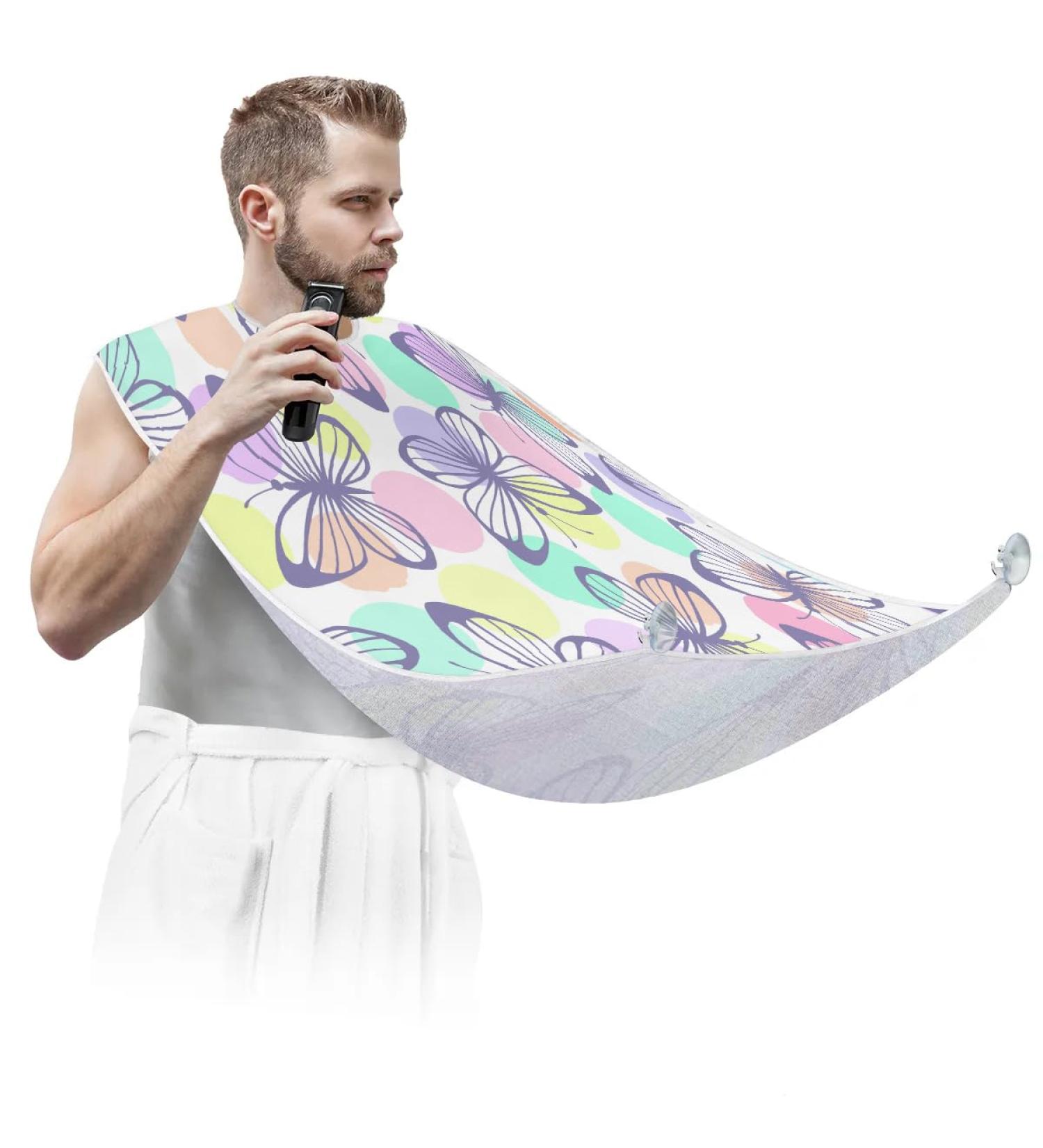 Lovely Butterflies Beard Bib Apron | Non-Stick Waterproof Hair Catcher for Men - Perfect Grooming Cloth & Gifts - Buy Online on GoSupps.com