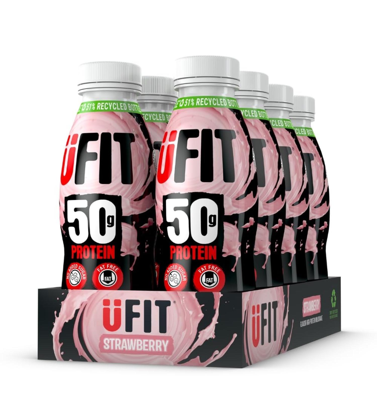 UFIT High Protein Milkshake Strawberry 8x500ml - Buy Online on GoSupps.com