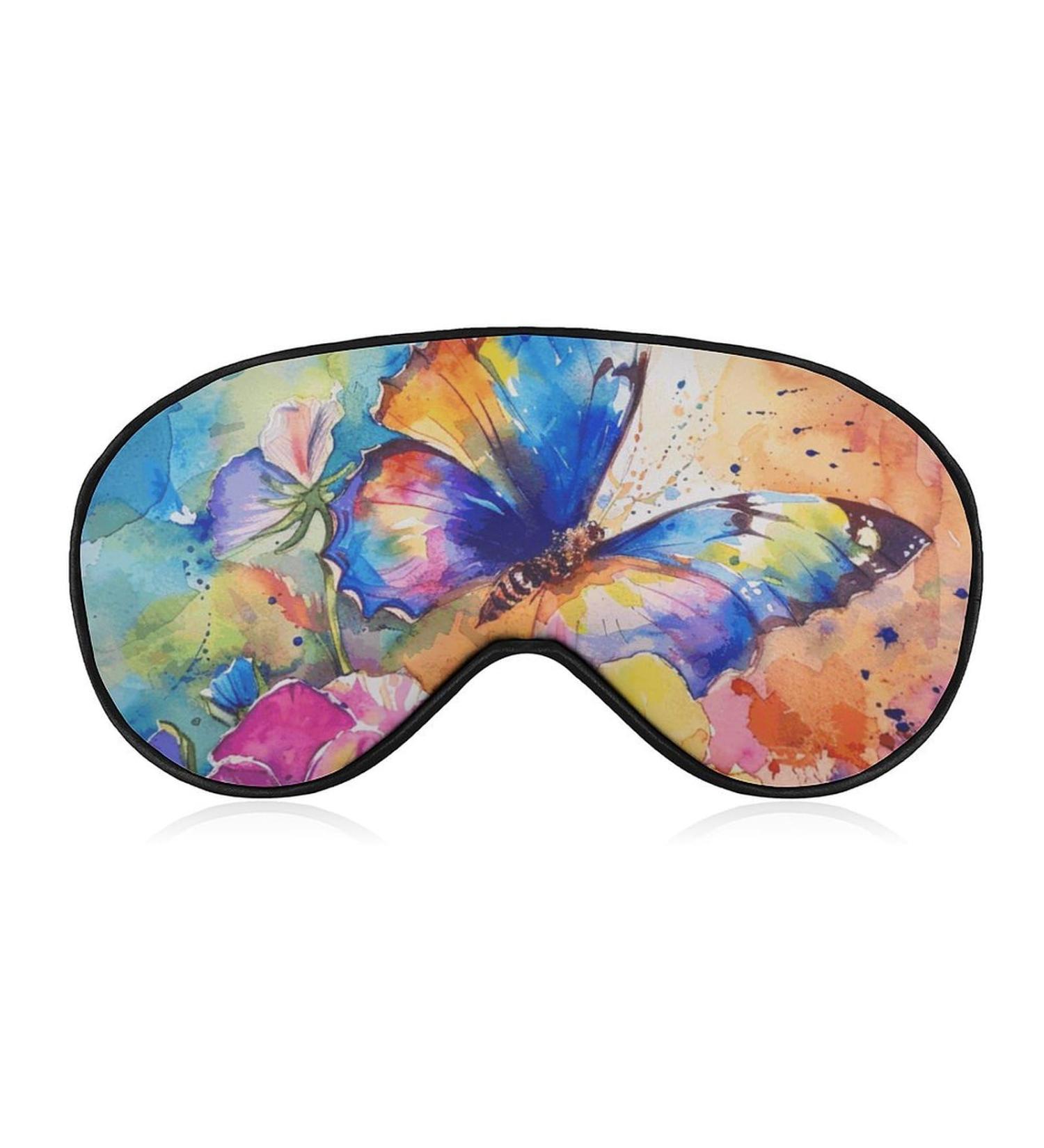 Colorful Butterfly Sleeping Mask | Pink Flower Eye Mask | Soft Adjustable Light-Blocking Blindfold for Sleep | Ideal Sleep Cover for Women Men Girls & Boys - Buy Online on GoSupps.com
