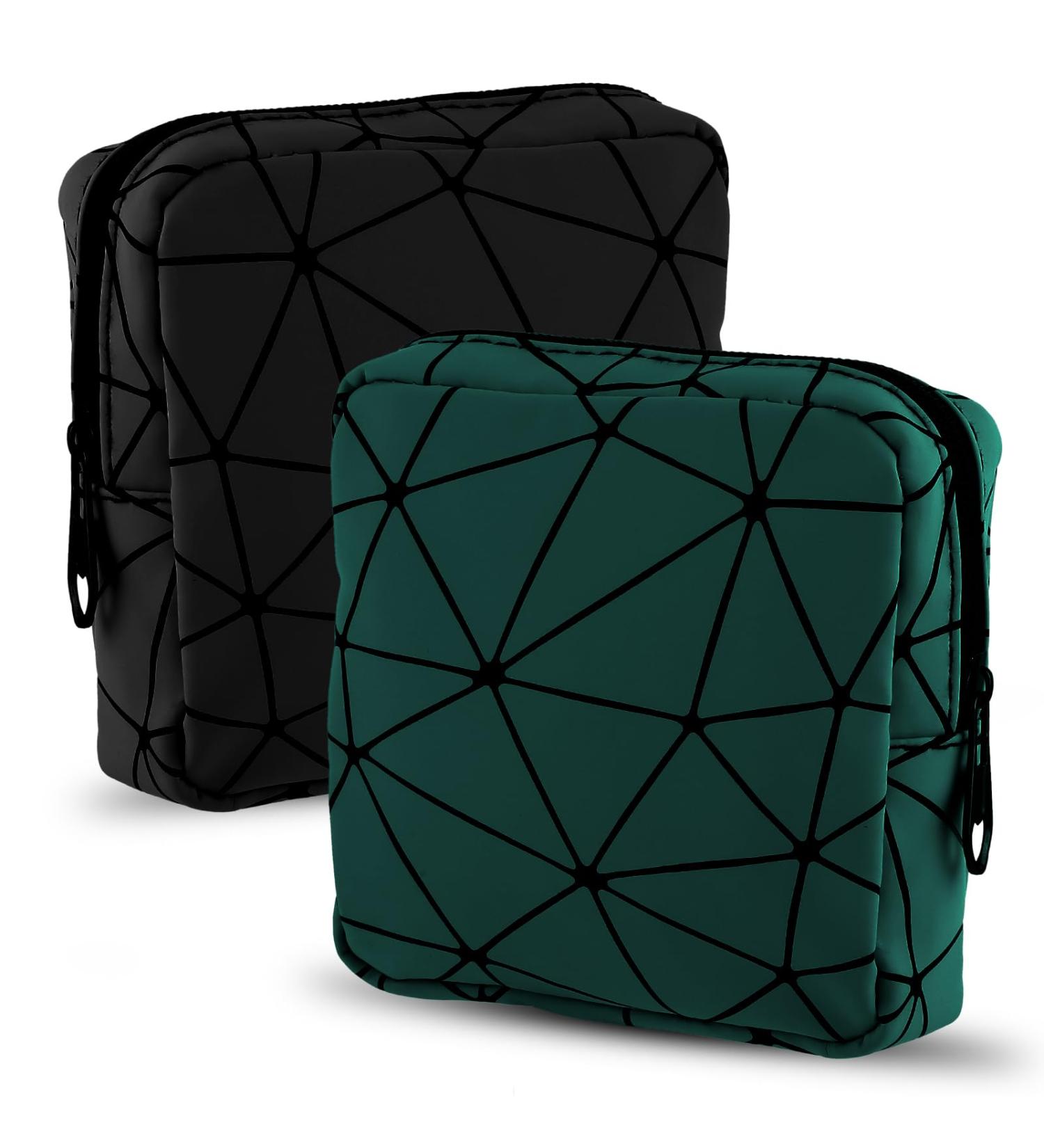 Buy Aster 2-Piece Binding Storage Tampon Bag - Mini Portable Periods Storage for Women & Girls (Black/Green) - Buy Online on GoSupps.com