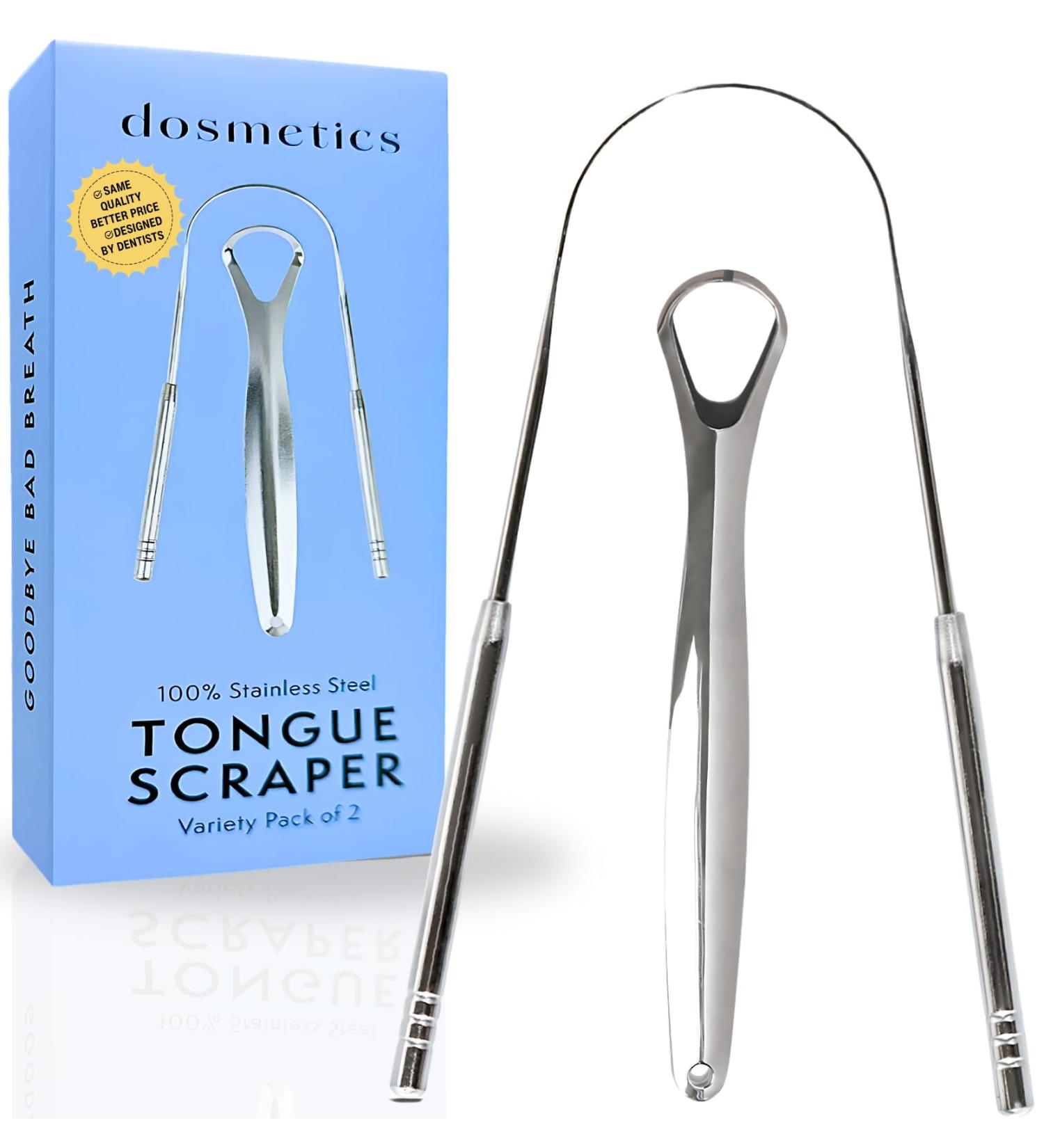 Tongue Scraper Variety Pack - 100% Medical Grade Stainless Steel for Adults & Kids | Easy Oral Care & Hygiene - Buy Online on GoSupps.com