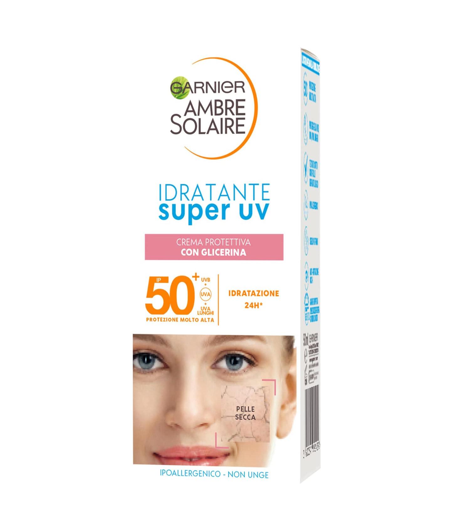 Garnier Moisturizing Face Cream Super UV for dry skin LSF 50+ quickly retracting with glycerin Ambre Solaire 50 ml