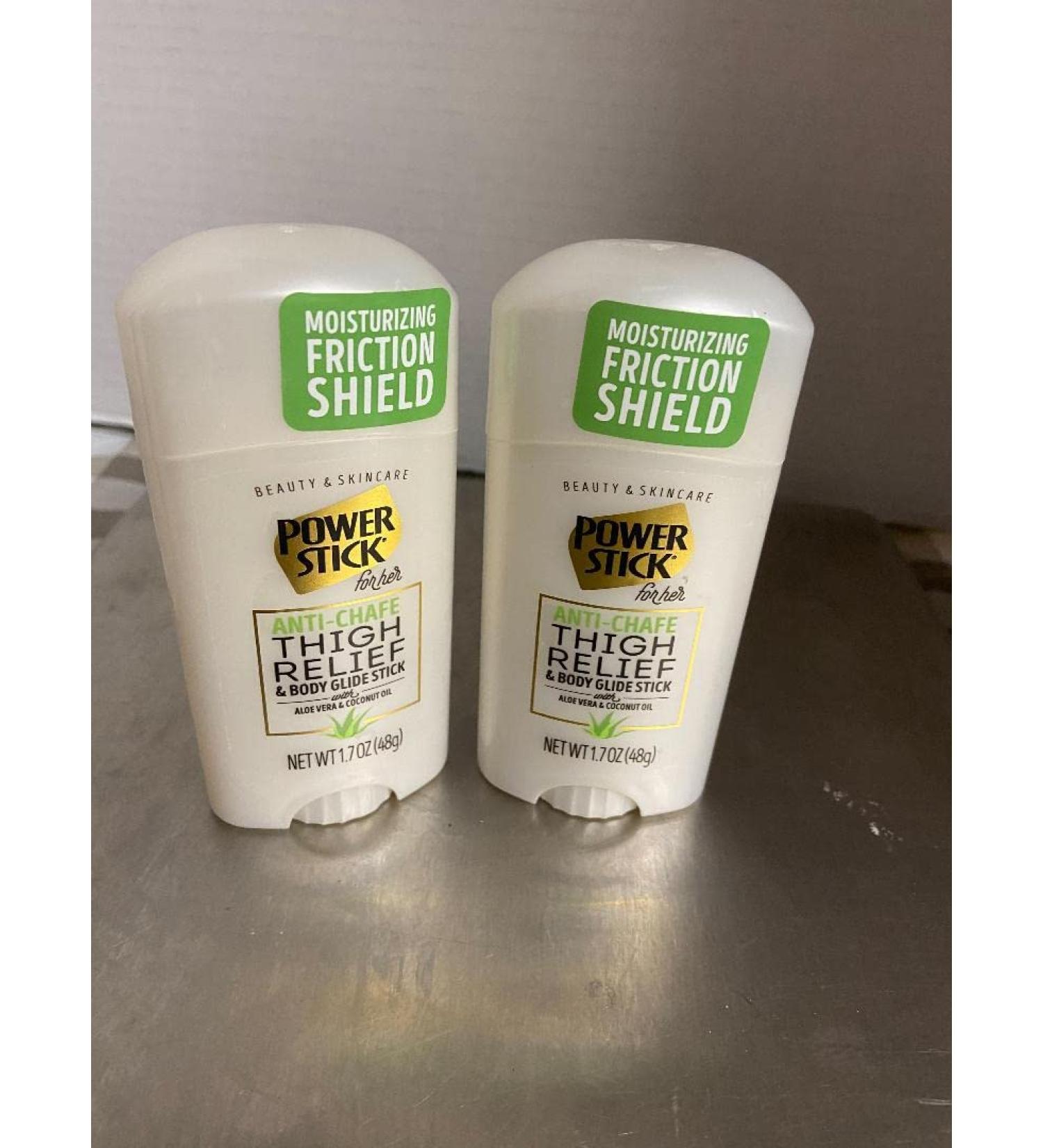 PowerStick Anti- Chafe Thigh Relief (2 EA 1.7 oz) with Aleo Vera & Coconut Oil