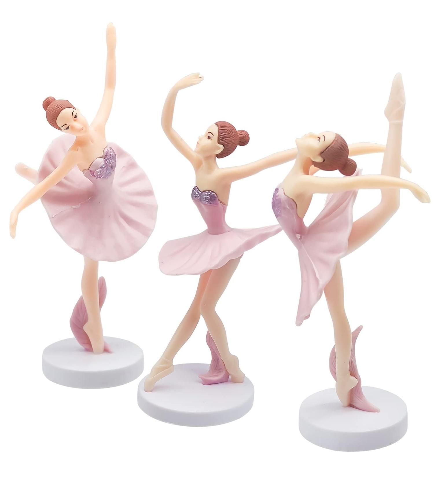 Fahibin 3pcs Ballet Dancer Cake Topper Ballet Dancer Statue Figures Ballerina Ballet Girl Cake Topper Figures for Decorating Cakes And Desserts Pink - Buy Online on GoSupps.com