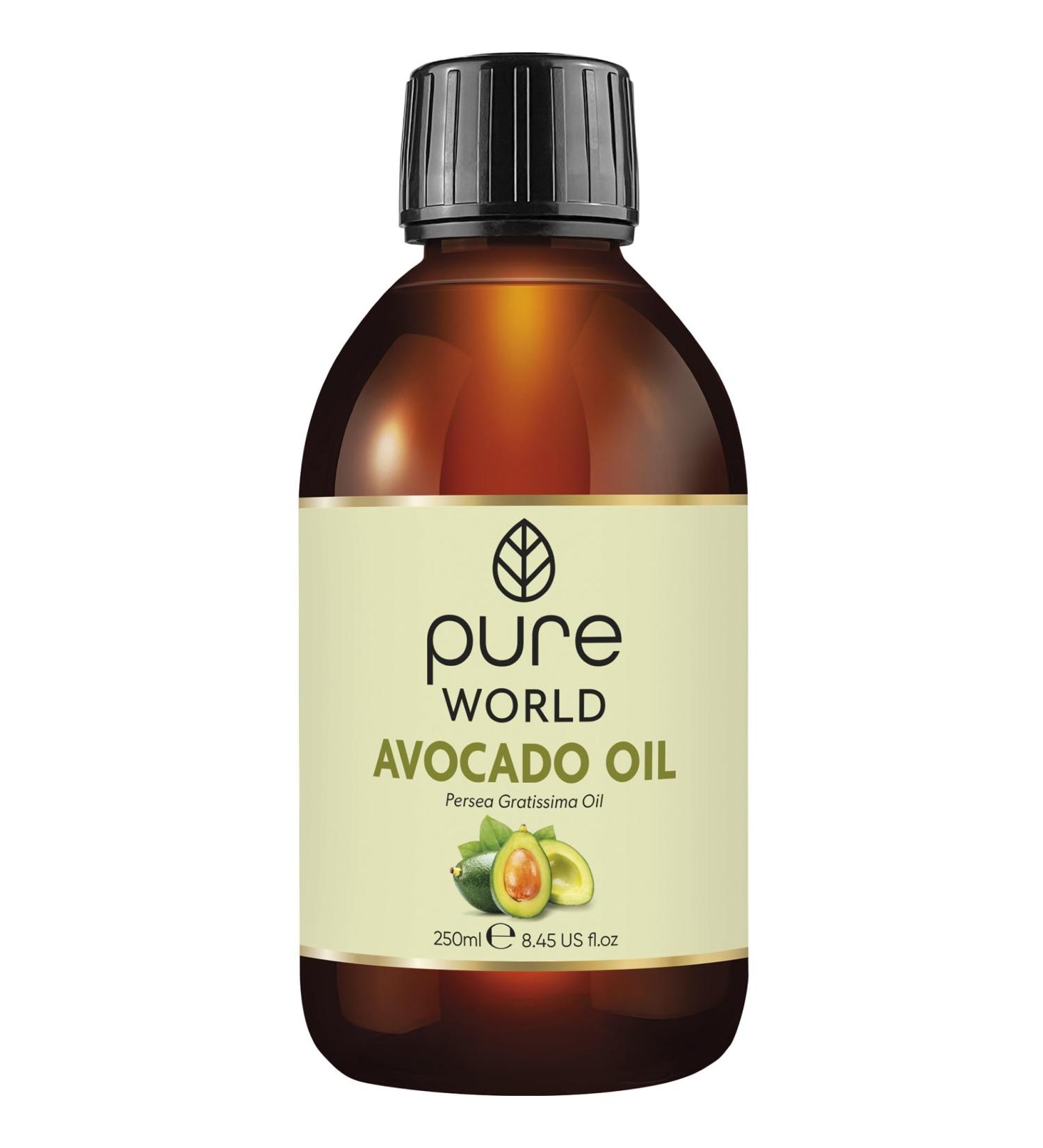 Pure World Natural Avocado Oil 250ML Cold Pressed | Made in the UK | 100% Nourishing for Skin, Hair & Nails | Vegan Friendly - Buy Online on GoSupps.com