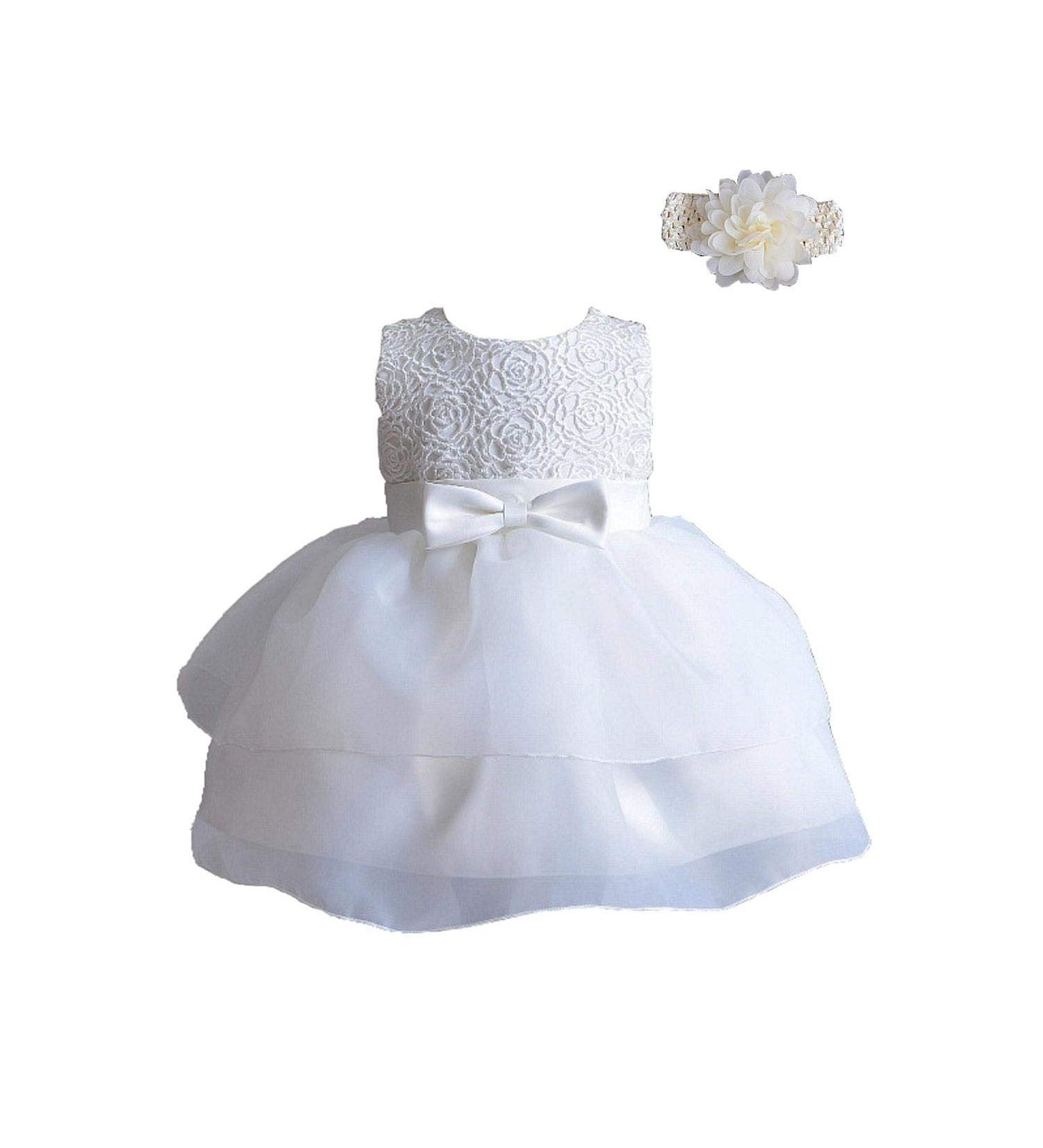 Selene Rose Floral Ivory Christening Baptism Dress | Baby Girl Special Occasion Gown - 12 Months - Buy Online on GoSupps.com