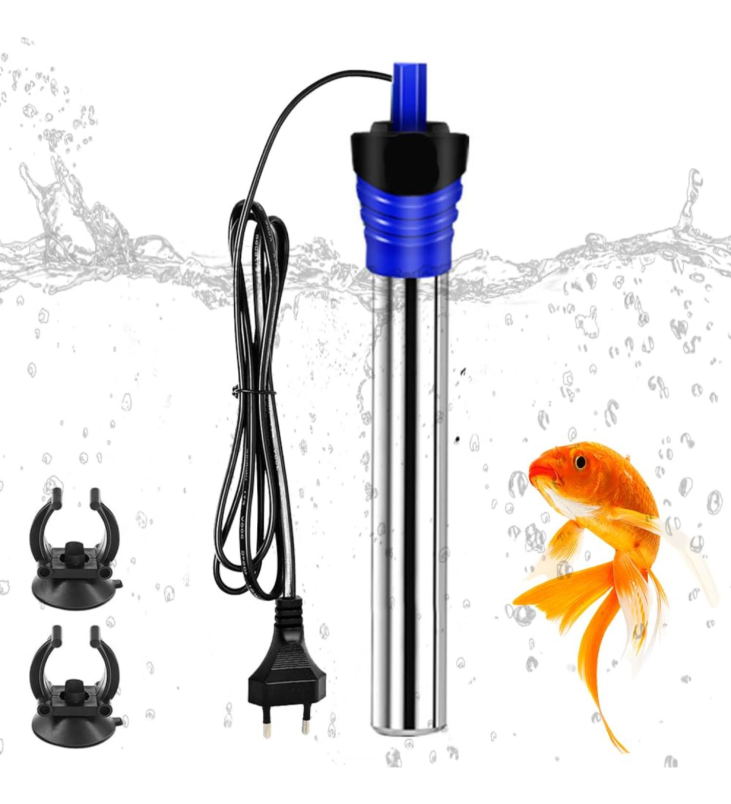 ABIEMUCE 100W Aquarium Heater | 304 Stainless Steel Adjustable Temp Suction Cups | Ideal for Fish Tanks (18-34 220V) - Buy Online on GoSupps.com