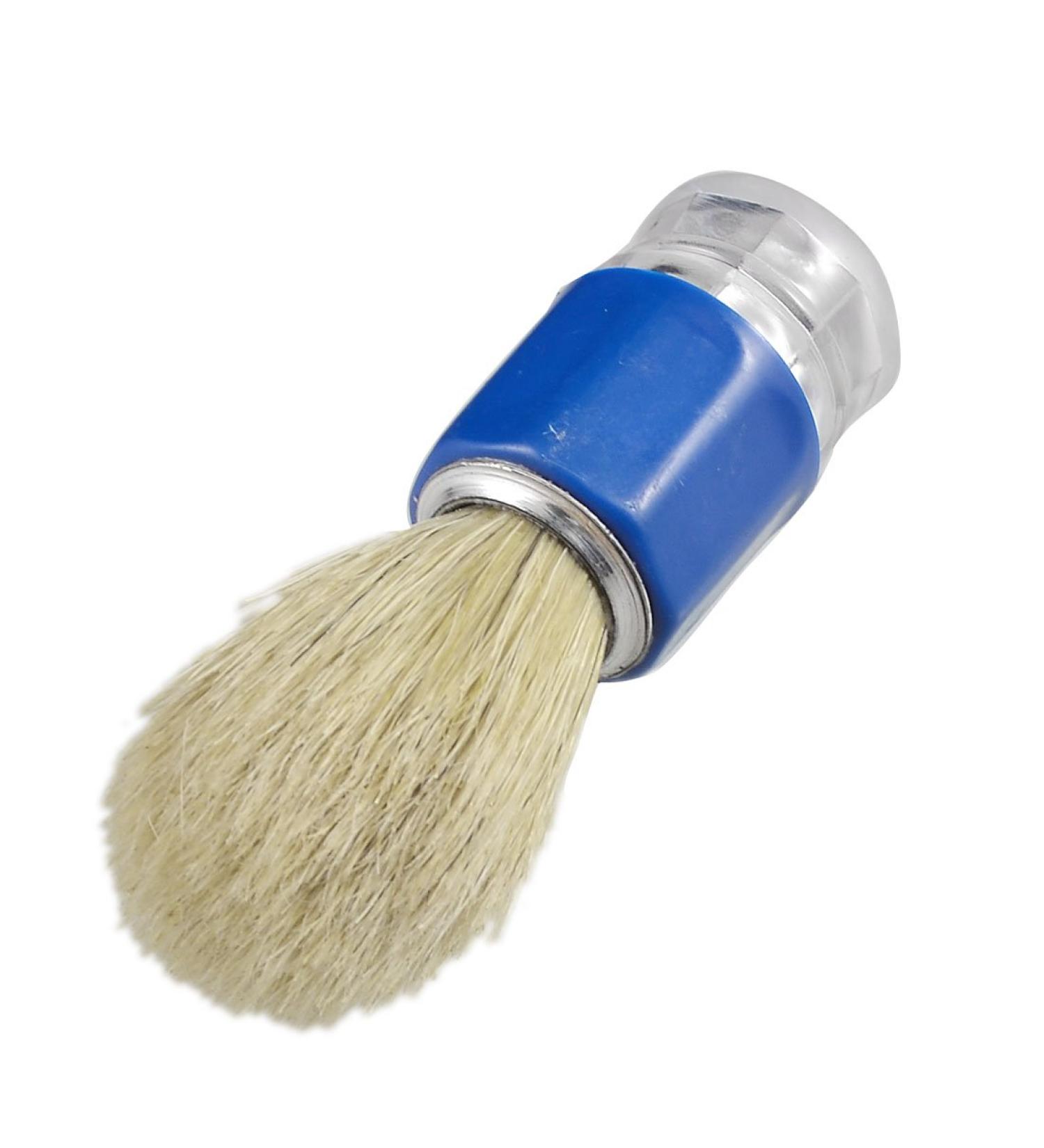 Ruilogod Brown Bristle Hair Blue Transparent Plastic Handle Shaving Brush