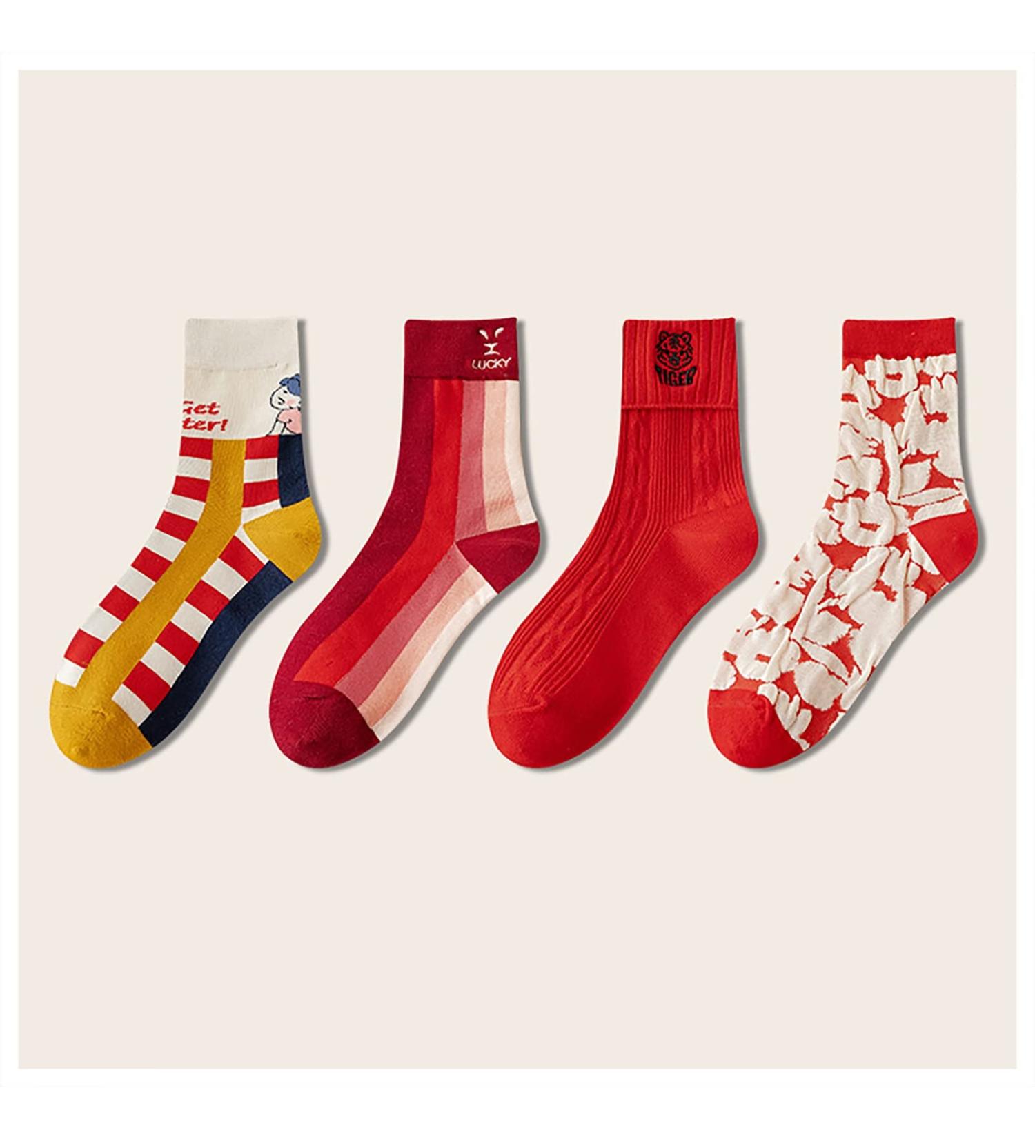 Chinese New Year Red Socks - Comfortable Women's Cotton Socks, Best New Year Gift (Size 34-39, Red-c) - Buy Online on GoSupps.com