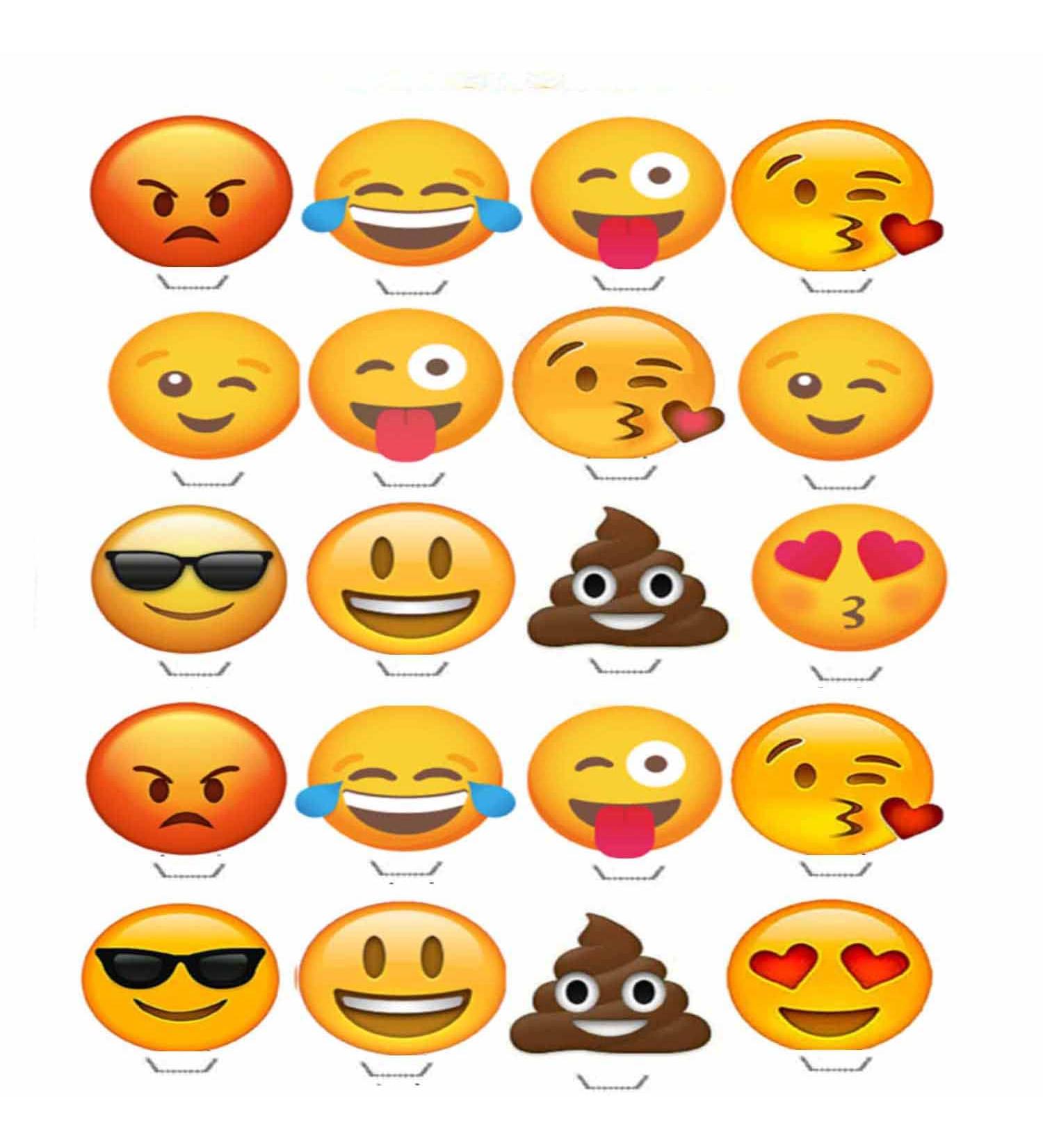 20 Emoji/Smiley Faces Edible Edible Cup Cake Toppers Birthday Party Wafer CarD Paper Decoration - Buy Online on GoSupps.com