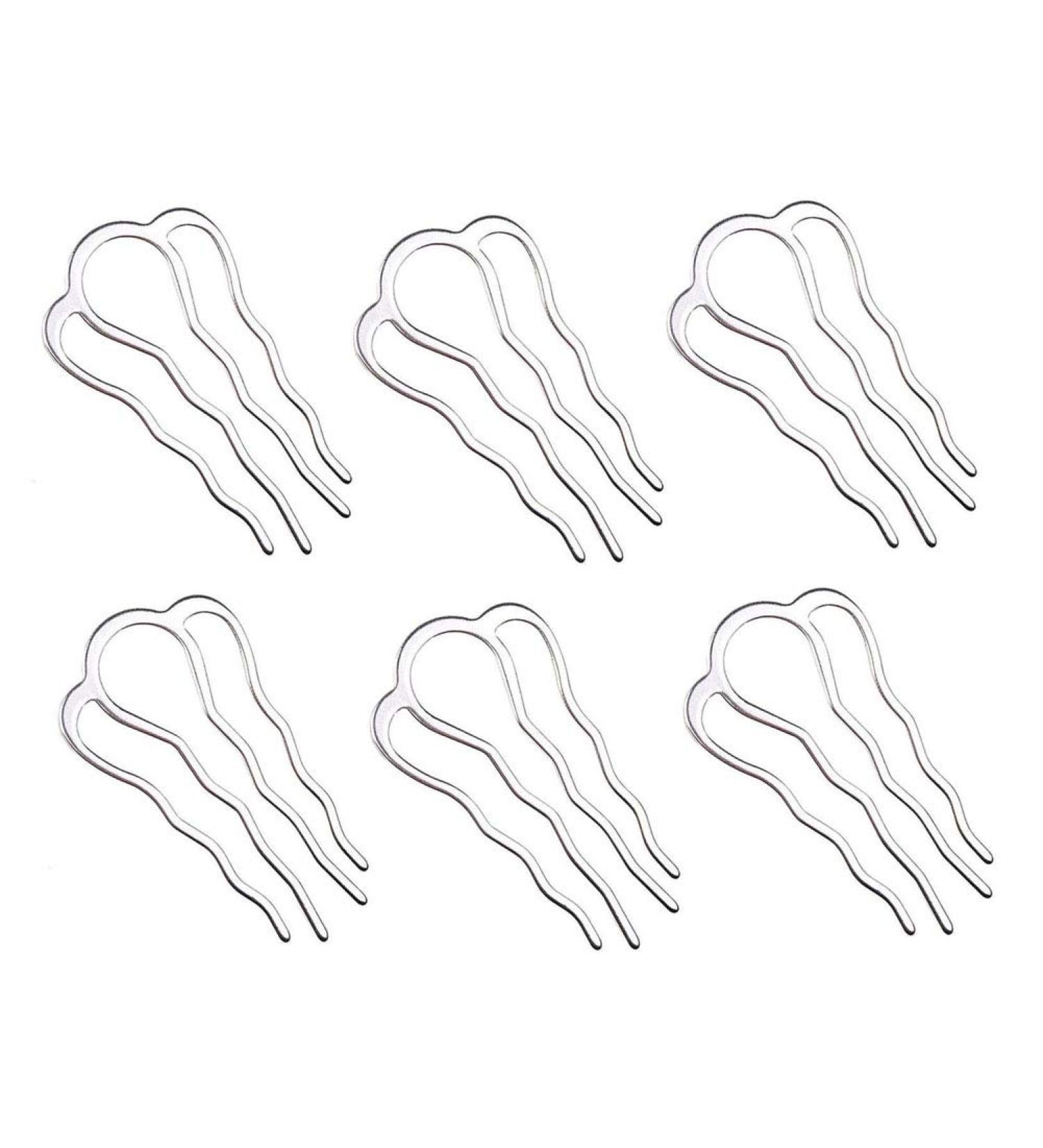 6-Piece Brass Hair Combs Set for Women - Large 65 x 35mm Silver Hair Bun Clips and Accessories - Buy Online on GoSupps.com