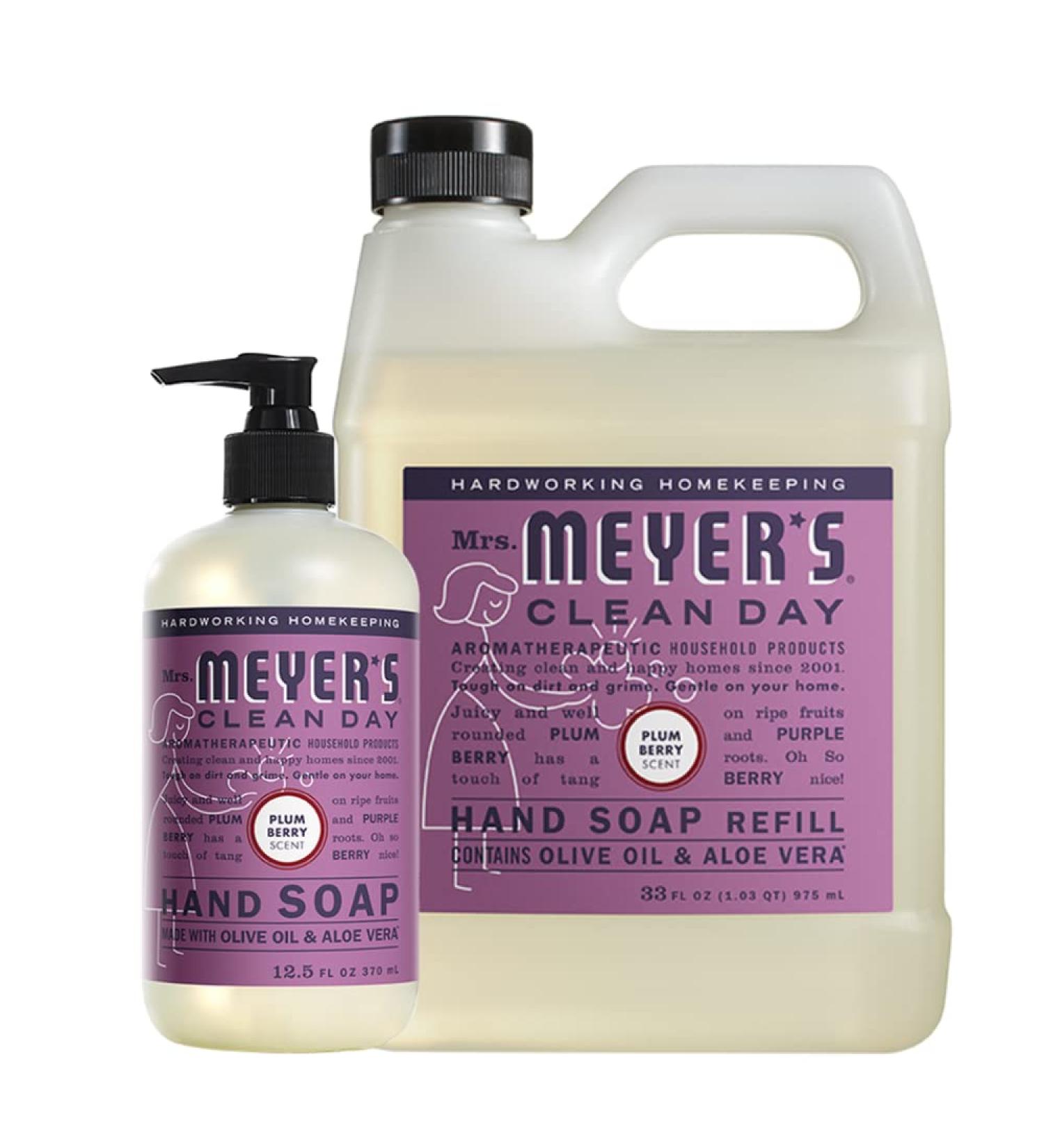 MRS. MEYER'S CLEAN DAY Plumberry Scent Hand Soap Set - 33 oz. Refill & 12.5 oz. Bottle - Buy Online on GoSupps.com
