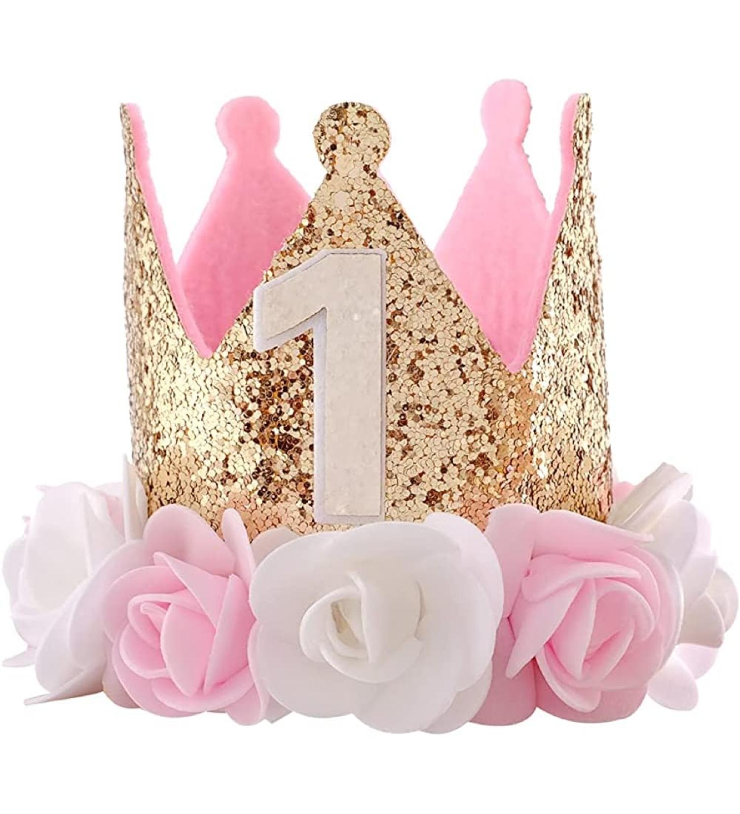 Festival Birthday Party Lace Letter Flower Crown Headband DIY Rose Gift Children Girls Hair Accessories (Pink and White Flower "1") - Buy Online on GoSupps.com