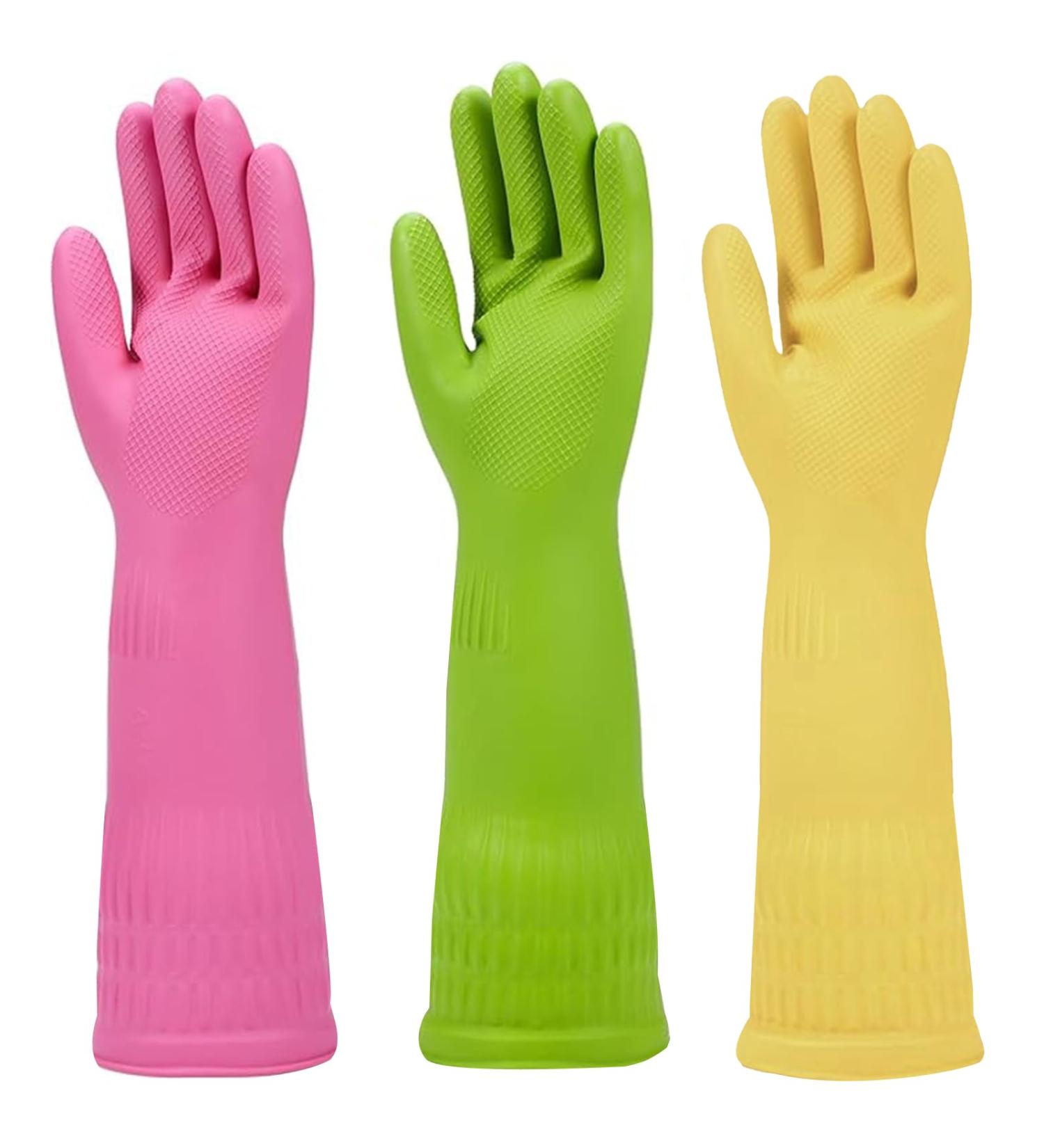 Rubber Cleaning Gloves for Washing Dishes Dishwashing Gloves for Kitchen Cleaning for Household Durable Reuseable Multicolor-m - Buy Online on GoSupps.com