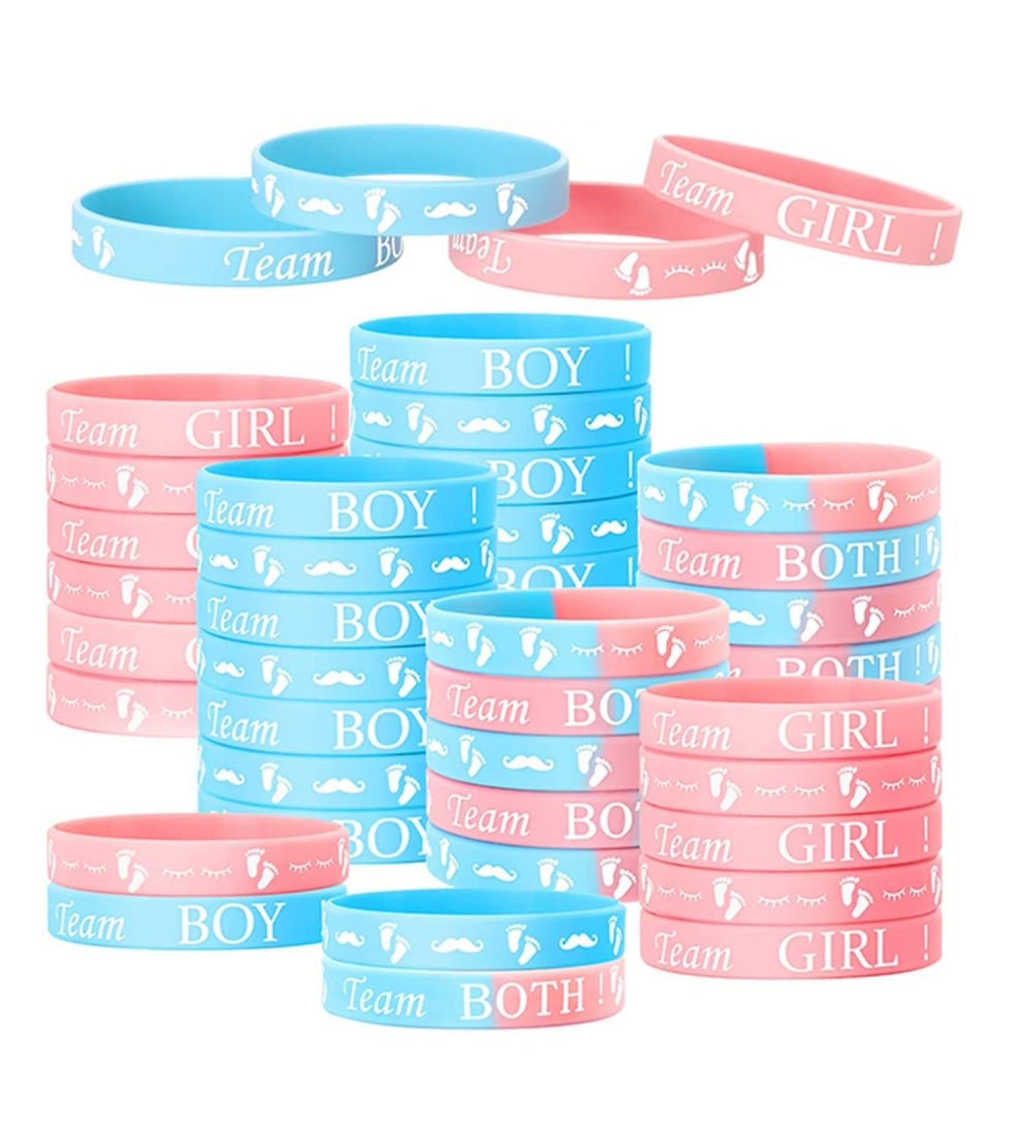 LYNNRICK Gender Reveal Bracelets - 40pcs Team Boy & Team Girl Bracelets for Perfect Gender Reveal Party - Buy Online on GoSupps.com