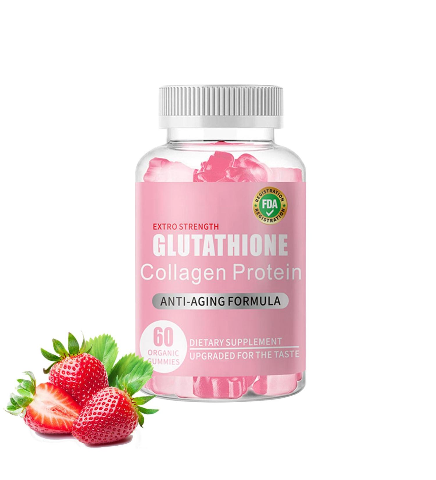 Glutathione Collagen Glow Gummies 60Pcs Beauty Collagen Gummies Skin Care Anti-Aging Organic Glow Beauty Collagen for Women Dark Spot - Buy Online on GoSupps.com