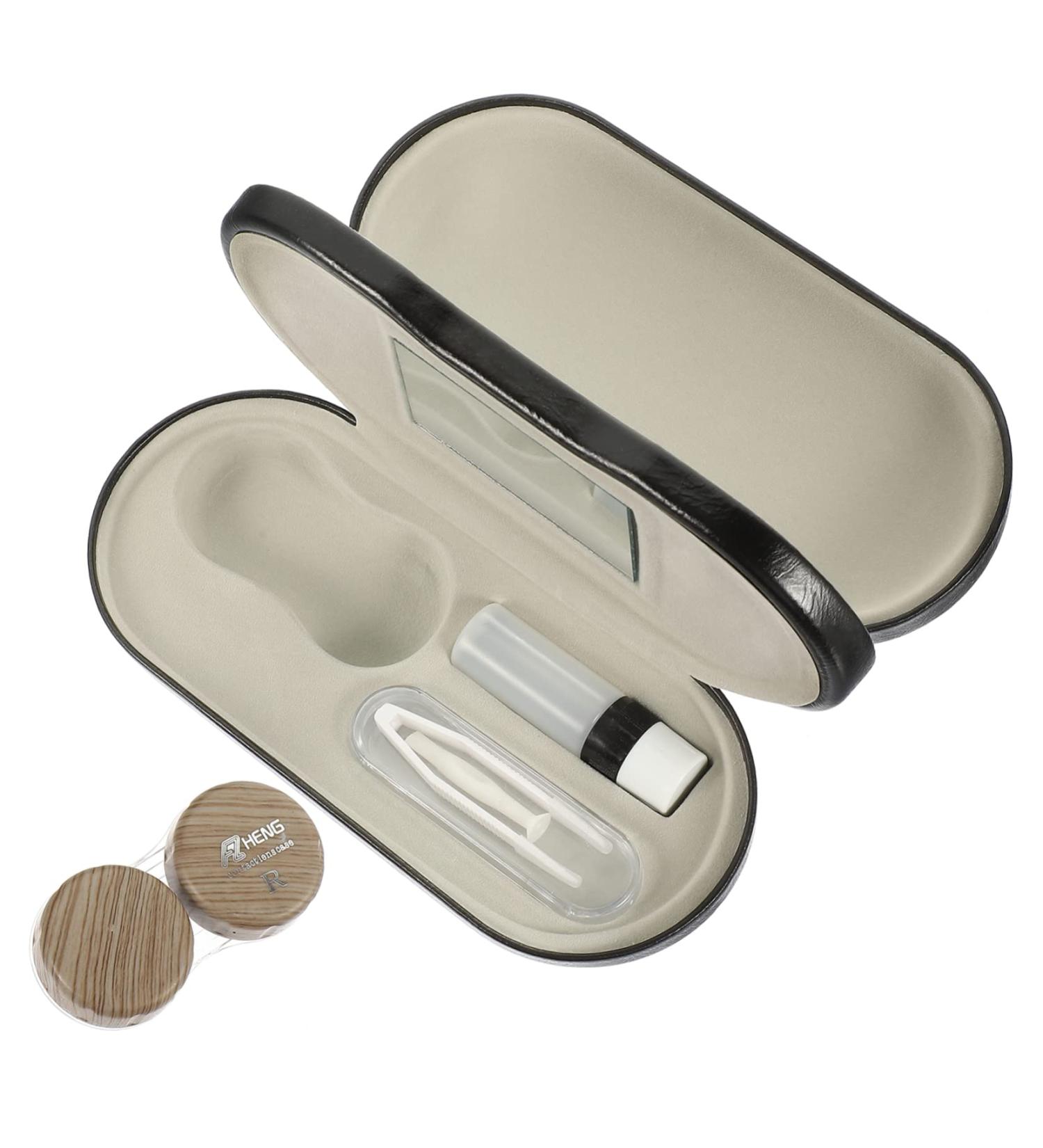 Iwowhero Dual-Purpose Leather Glasses Case & Schnapps Container - Portable Fashion Storage Box | 15.8x7.4cm | Ideal for Travel - Buy Online on GoSupps.com