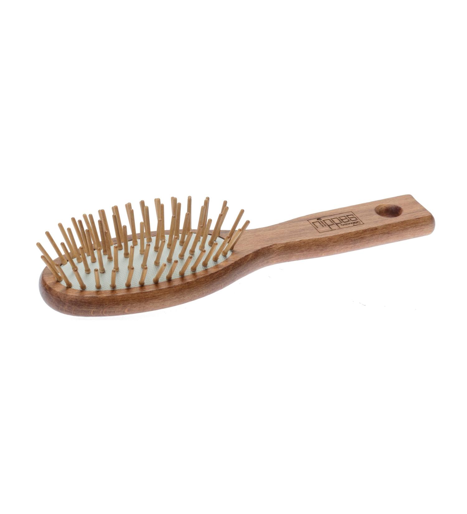 Nippes Solingen Antistatic Pneumatics Hair Brush - 6 Rows Waxed Beech Grip Stimulates Hair Growth Oval Design - Buy Online on GoSupps.com