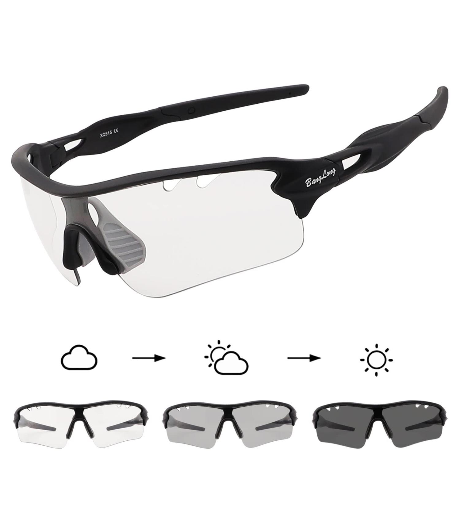 Banglong Self-Tinting Bicycle Glasses - UV400 Protection Sports Sunglasses for Men | Perfect for Cycling Running Baseball & MTB - Buy Online on GoSupps.com