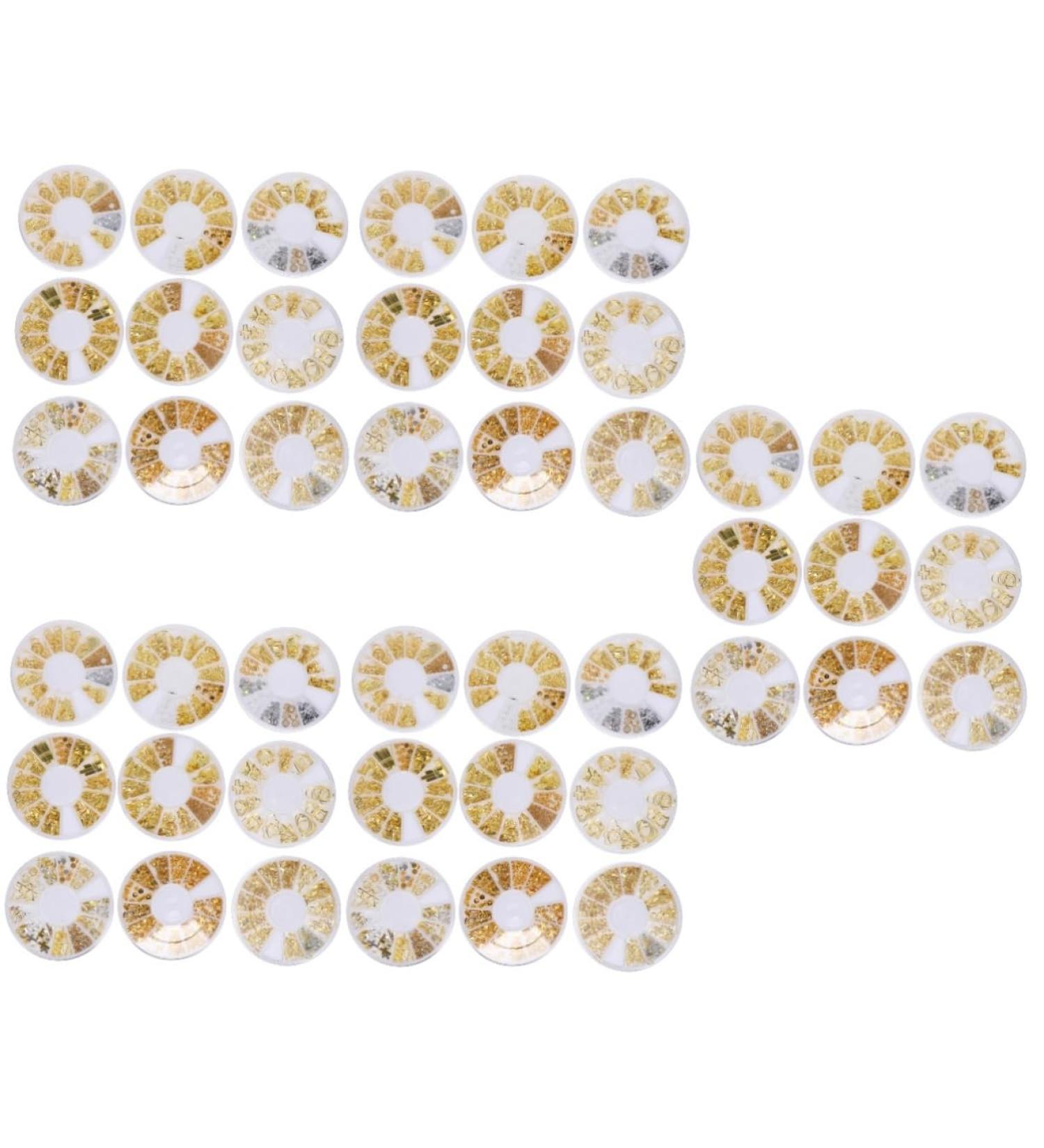 minkissy 45 Boxes Nail Art Accessories Rivet Nail Declas Metal Stickers Nail Stickers for Nail Art Stickers Gold Glitter Metal Nail Art False Nail Disc Plastic White Hollow Out - Buy Online on GoSupps.com