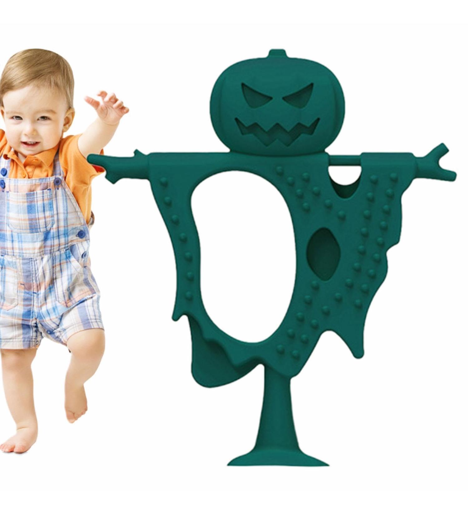 Buy Pumpkin Bite Toy for Babies | Safe Silicone Bite Rings | Soothing Dark Green Silicone Teething Toys for Toddlers - Buy Online on GoSupps.com