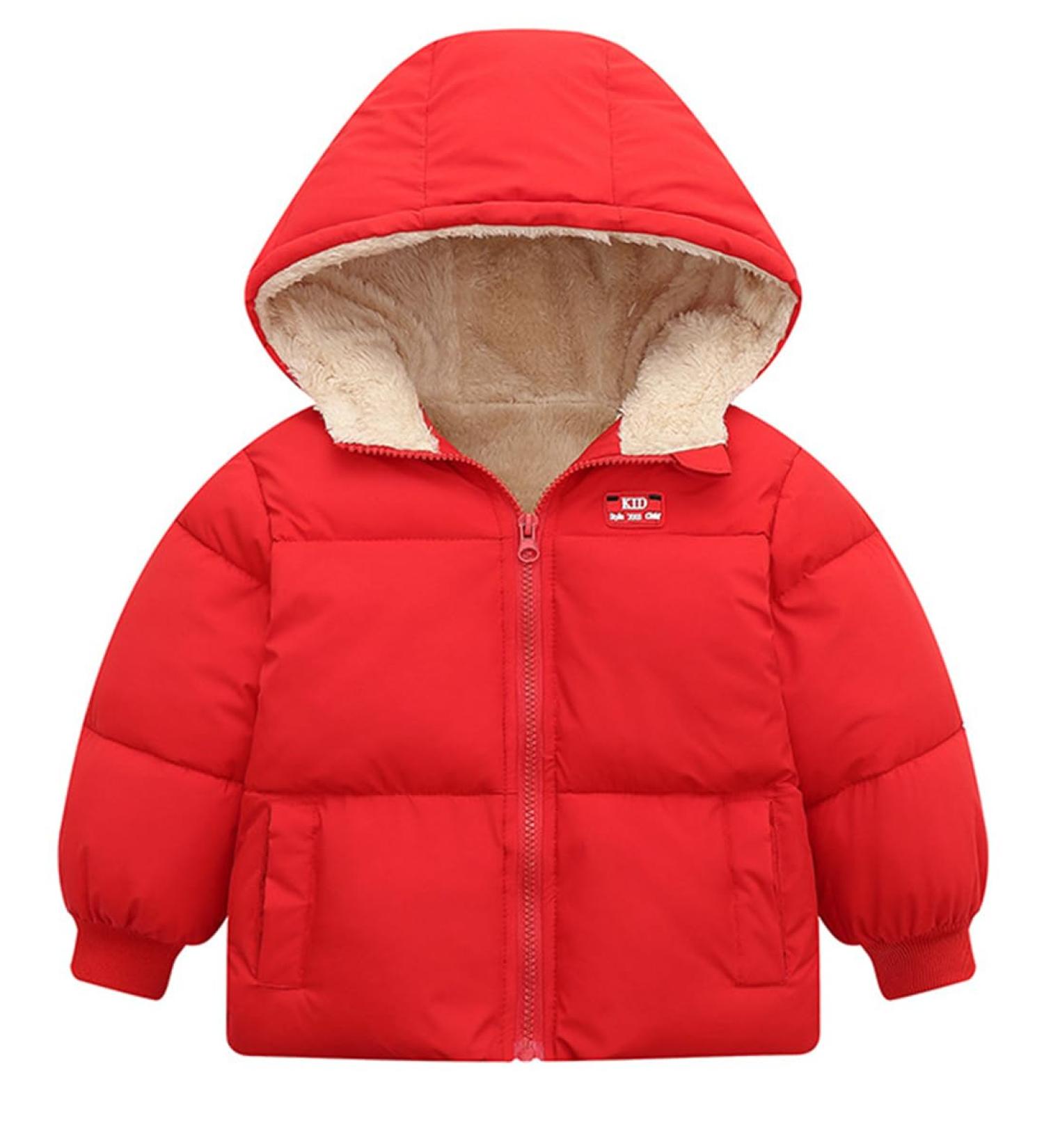 Kids4ever Winter Hooded Jacket | Red | 3-4 Years | Toddler Zipper Coat with Fleece Lining - Buy Online on GoSupps.com