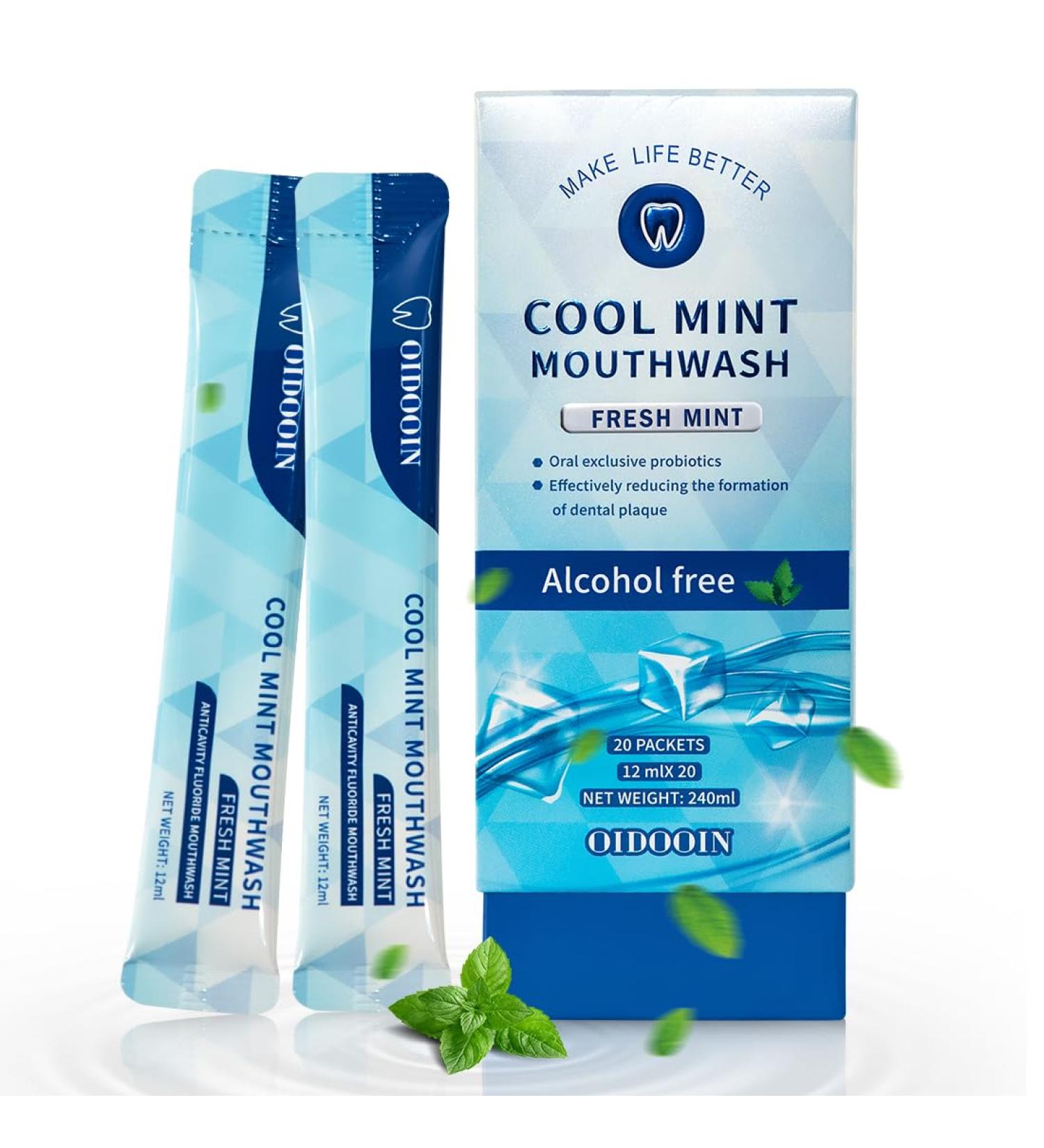 Travel Size Mouthwash Packets - TSA Approved Alcohol-Free Natural Ingredients for Bad Breath - 20 Pack (0.37 Fl Oz - Buy Online on GoSupps.com