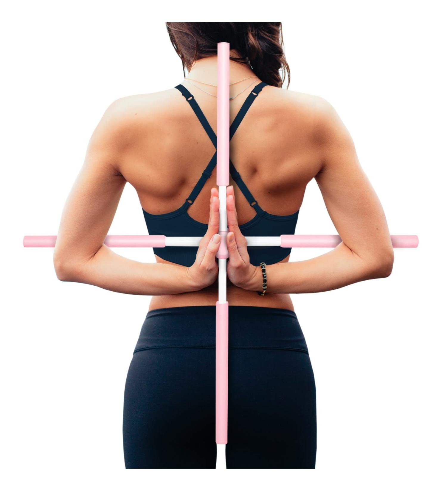 BILITY Posture Crossbar Stretching Stick | Ultimate Back Straightener | Stainless Steel & Foam | Pink - Buy Online on GoSupps.com