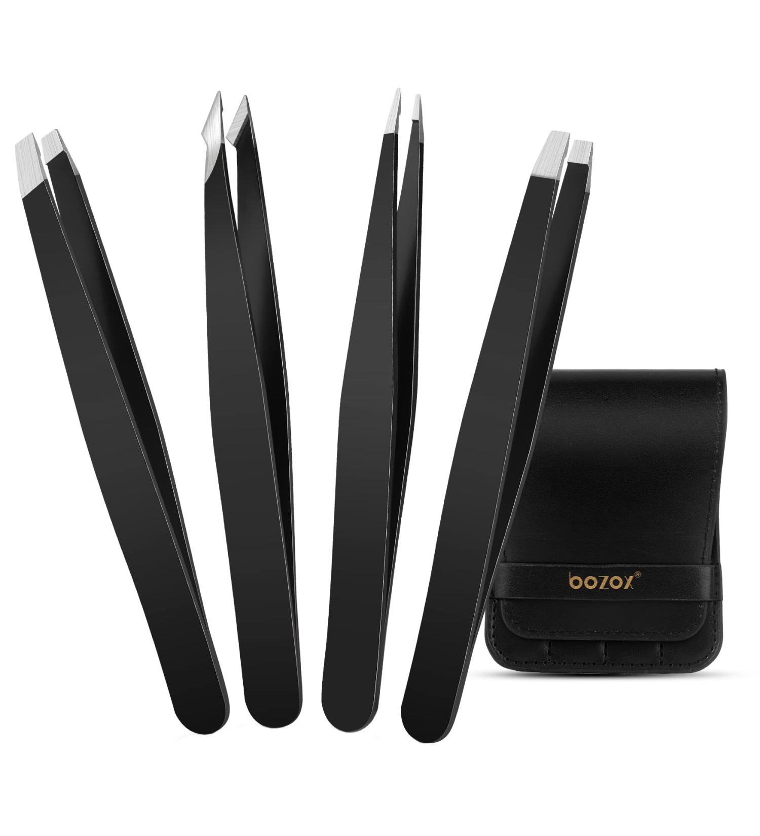 Fuckettes Set of 4 Stainless Steel Tweezers - Precision Eyebrow Plucking & Face Hair Removal | Quality Tweezers for Ingrown Hair Splinters & Blackheads - Buy Online on GoSupps.com
