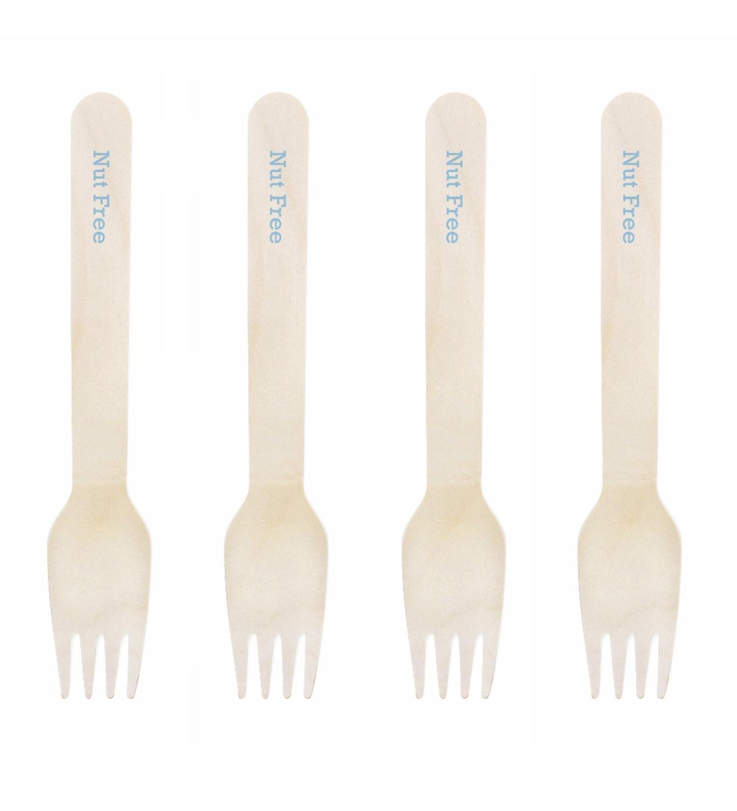Dress My Cupcake DMC80202 Natural Wood Candy 100-Pack Buffet Forks DIY Kit Nut Free Baby Blue