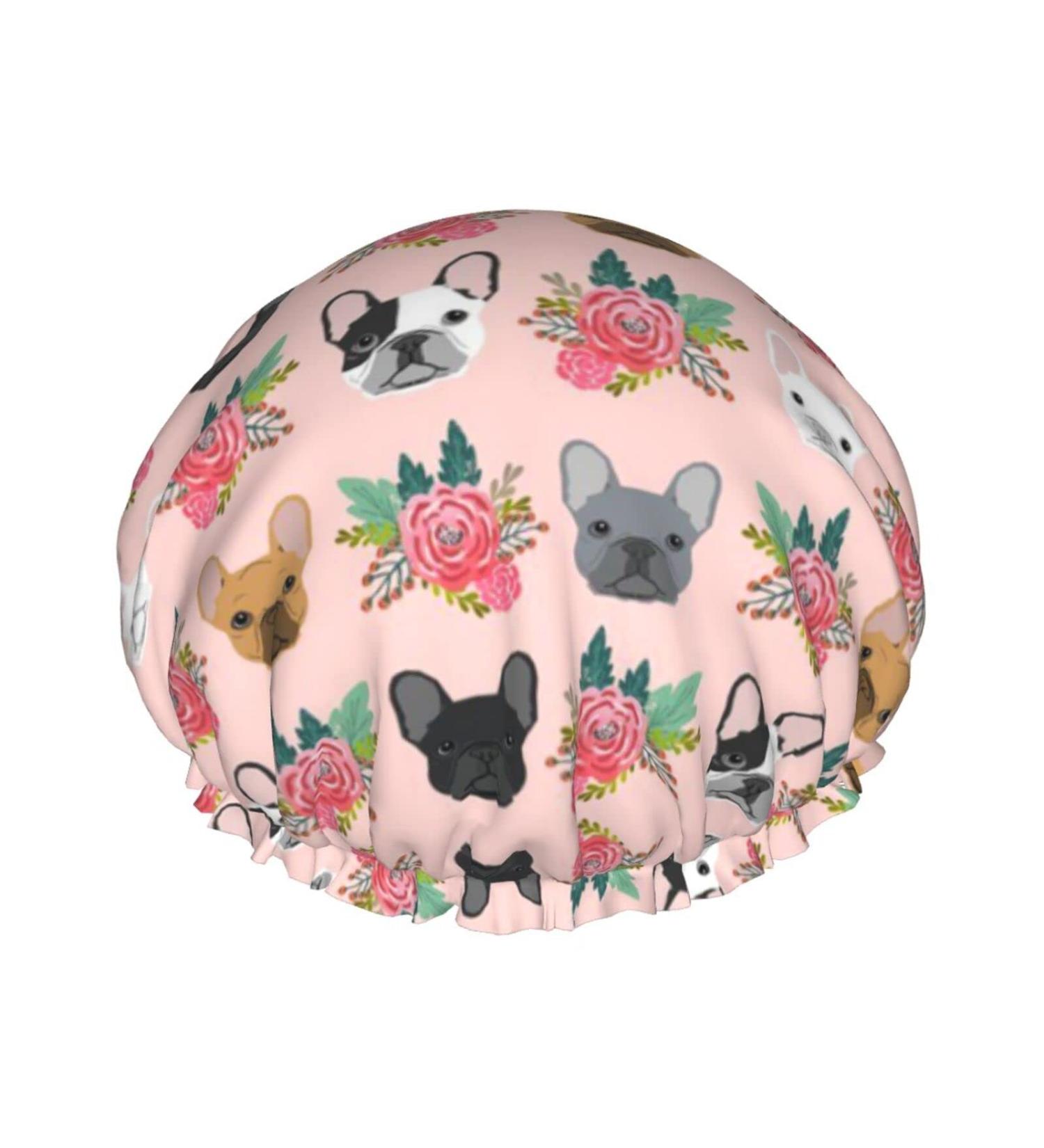 French Bulldog Printed Shower Cap - Waterproof Bath Cap for Women - Fits All Head Sizes and Hair Textures - Buy Online on GoSupps.com