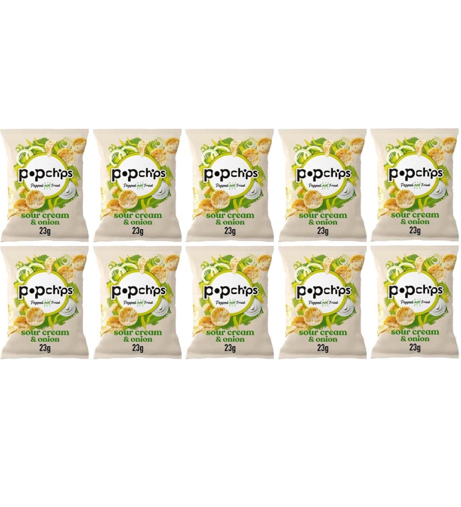 10 x 23g Popped Potato Snack Sour Cream & Onion Flavour Not Fried Vegetarian