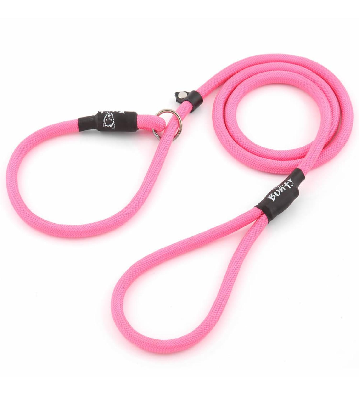 Bunty Rope Slip Lead for Dogs Small | Anti Pull Dog Lead One-Size-Fits-All Durable Woven Nylon Ideal for All Dogs - No Pull Training Aid No Collar Needed - 120cm Pink Pink Small - 6mm