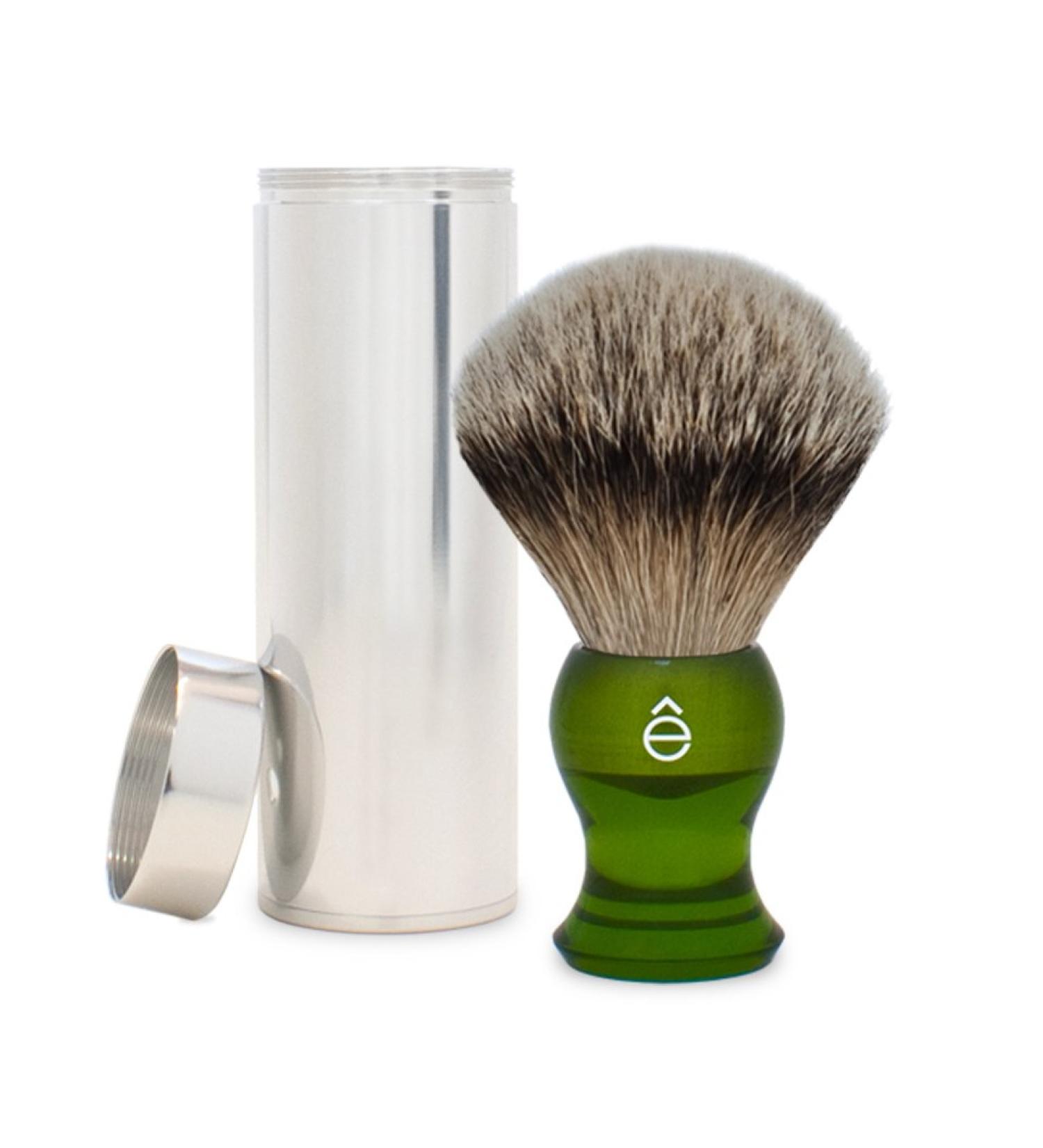 Shave Silvertip Travel Shaving Brush Badger Hair Green