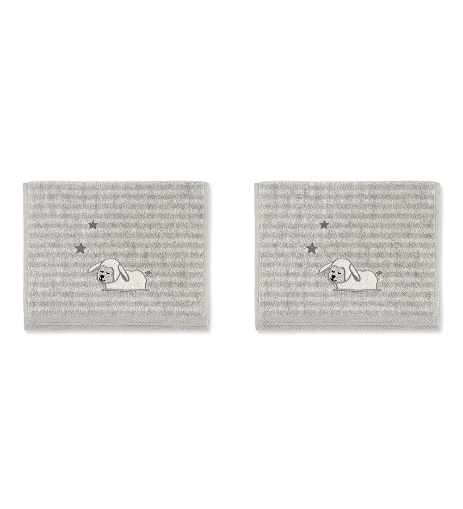 Buy Sterntaler Sheep Stanley Children's Towel (Pack of 2) - Grey 50x30 cm Soft & Absorbent for Babies - Buy Online on GoSupps.com