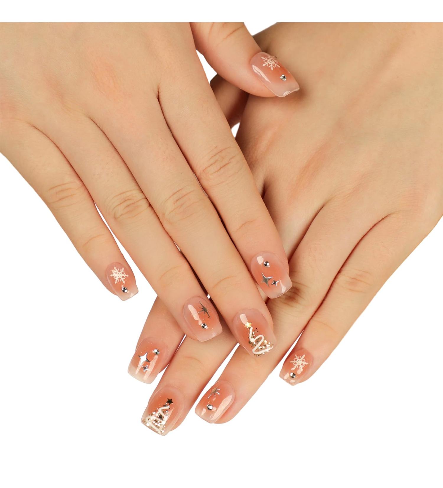 FEIlei Christmas Nail Art Press on Easy to Apply Short Nails Festive Designs for Holiday Season - Buy Online on GoSupps.com