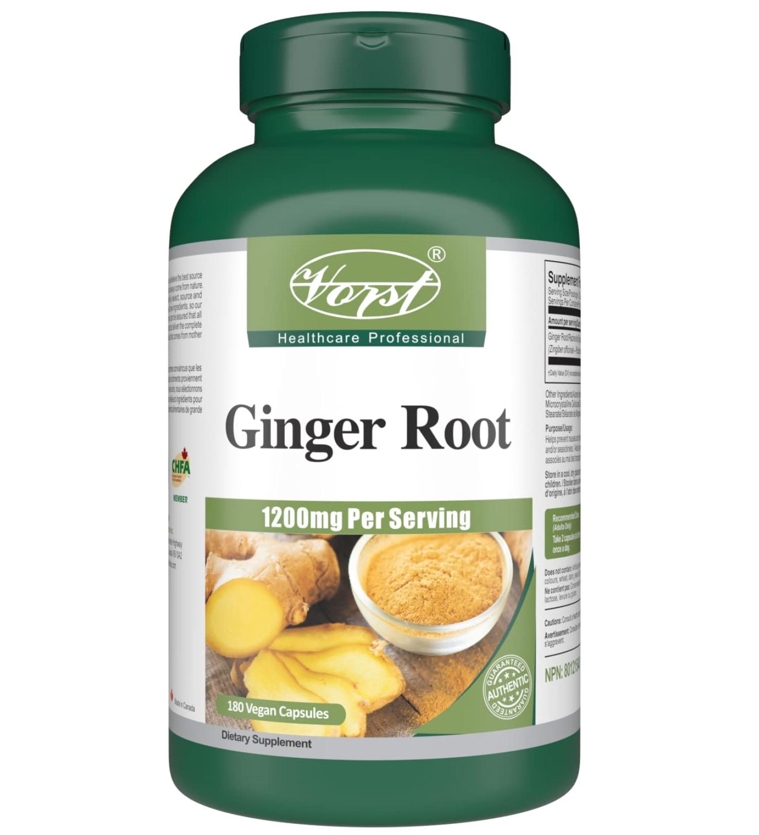 VORST Ginger Root 1200mg Per Serving 180 Vegan Capsules | Helps Support Digestion | Migraines Nausea & Inflammation Supplement | For Men & Women | Powder Pills | 1 Bottle 180 count (Pack of 1) - Buy Online on GoSupps.com