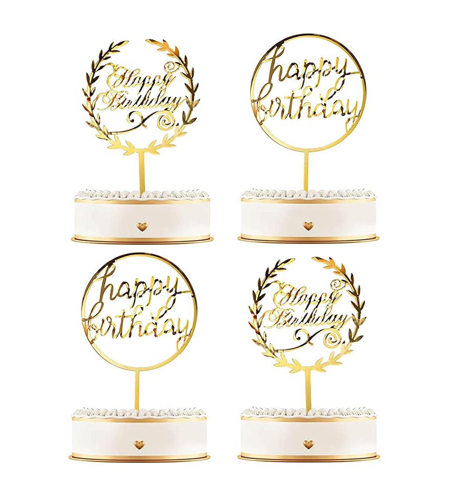 Gold Birthday Cake Toppers Cupcake Topper Cake Decoration for Birthday Party Supplies ZAN84