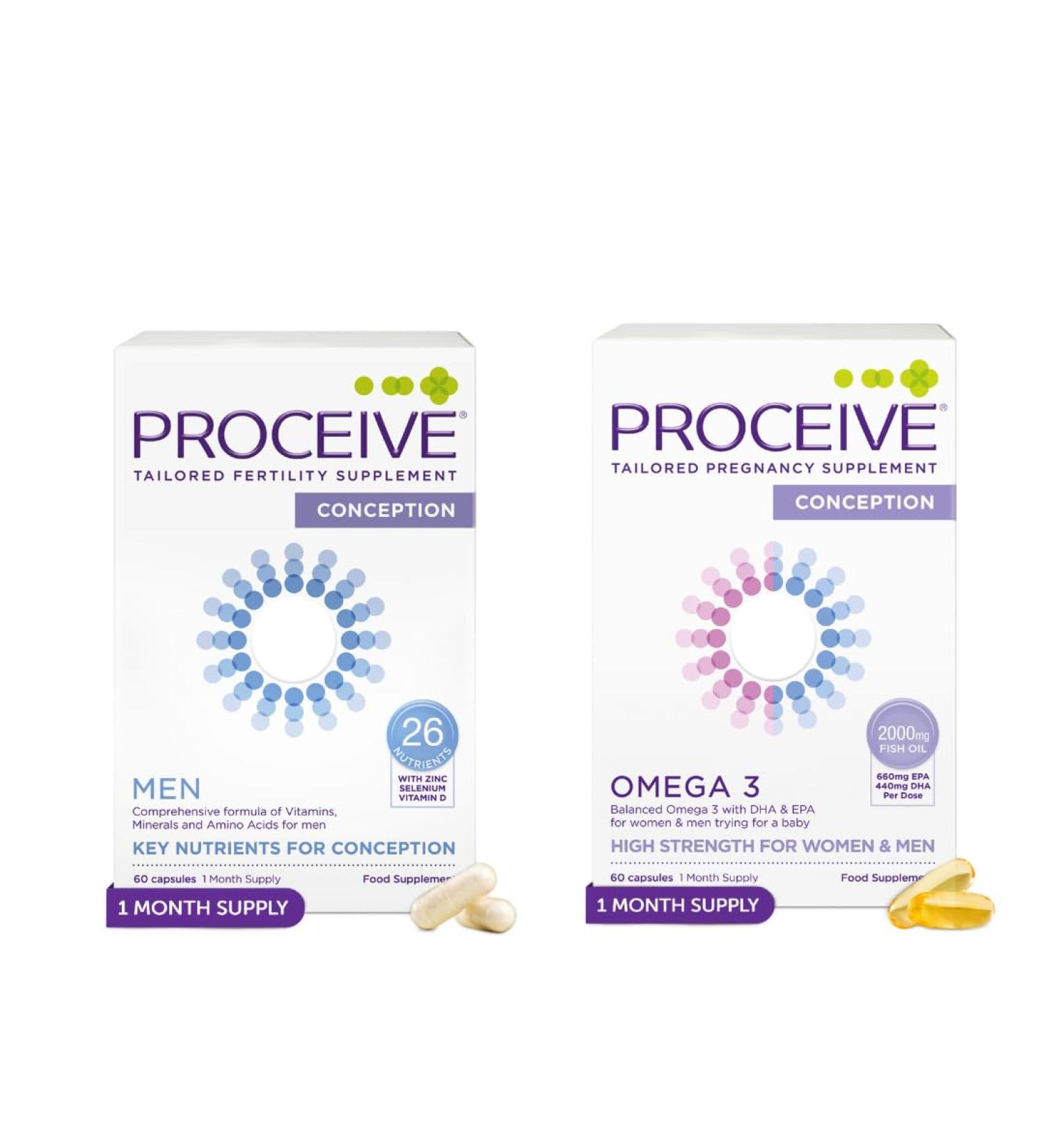 Proceive Tailored Fertility Supplements for Men Bundle Men s Pre-Conception Vitamins & Minerals for Pre Pregnancy Support and Omega 3 Fish Oil Supplement - Buy Online on GoSupps.com