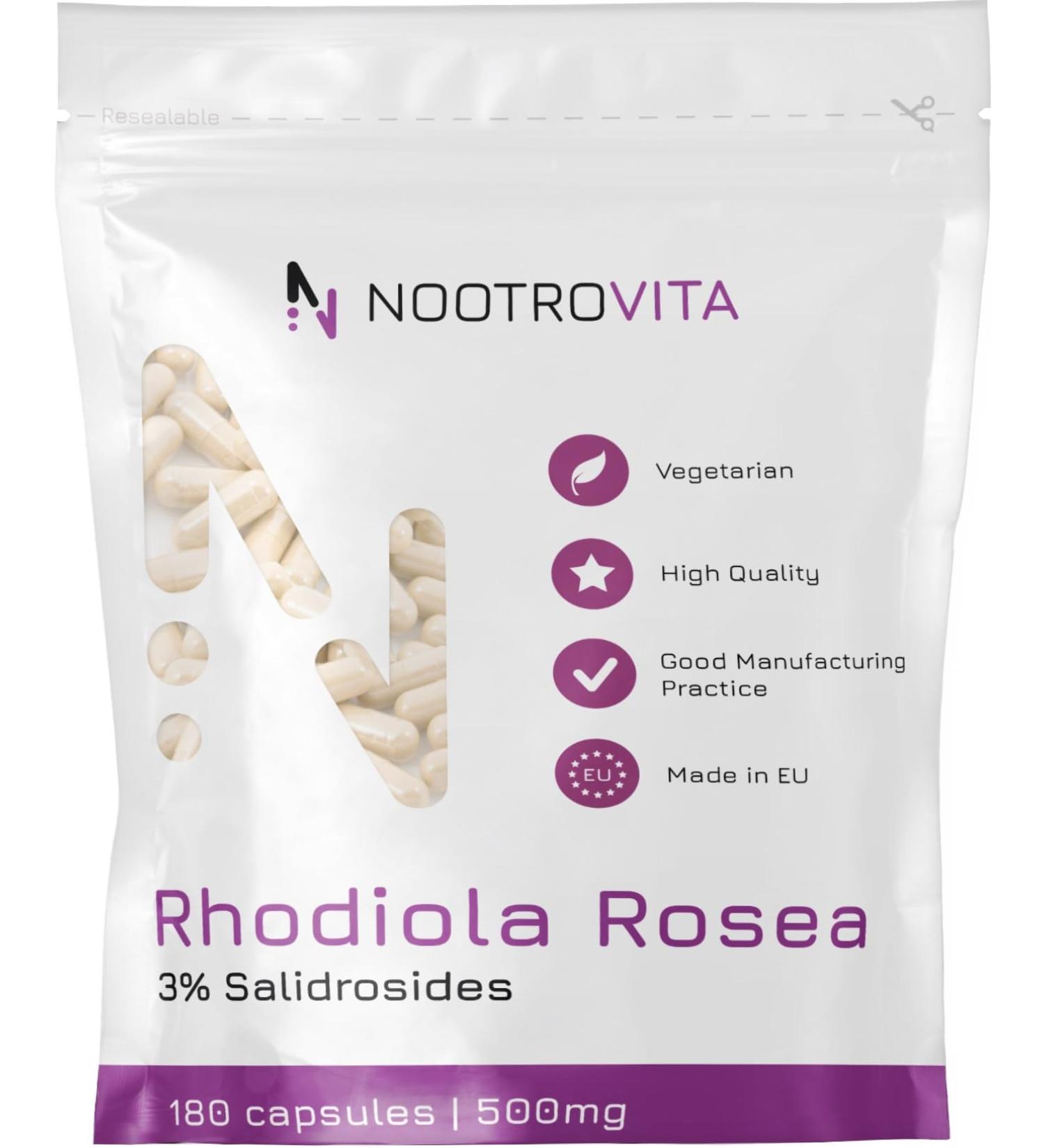 UAB Involutus Rhodiola Rosea 500mg 180 capsules Rhodiola root extract with 3 salidroside 15mg Vegan without artificial fillers allergen free Nootrovita - Buy Online on GoSupps.com