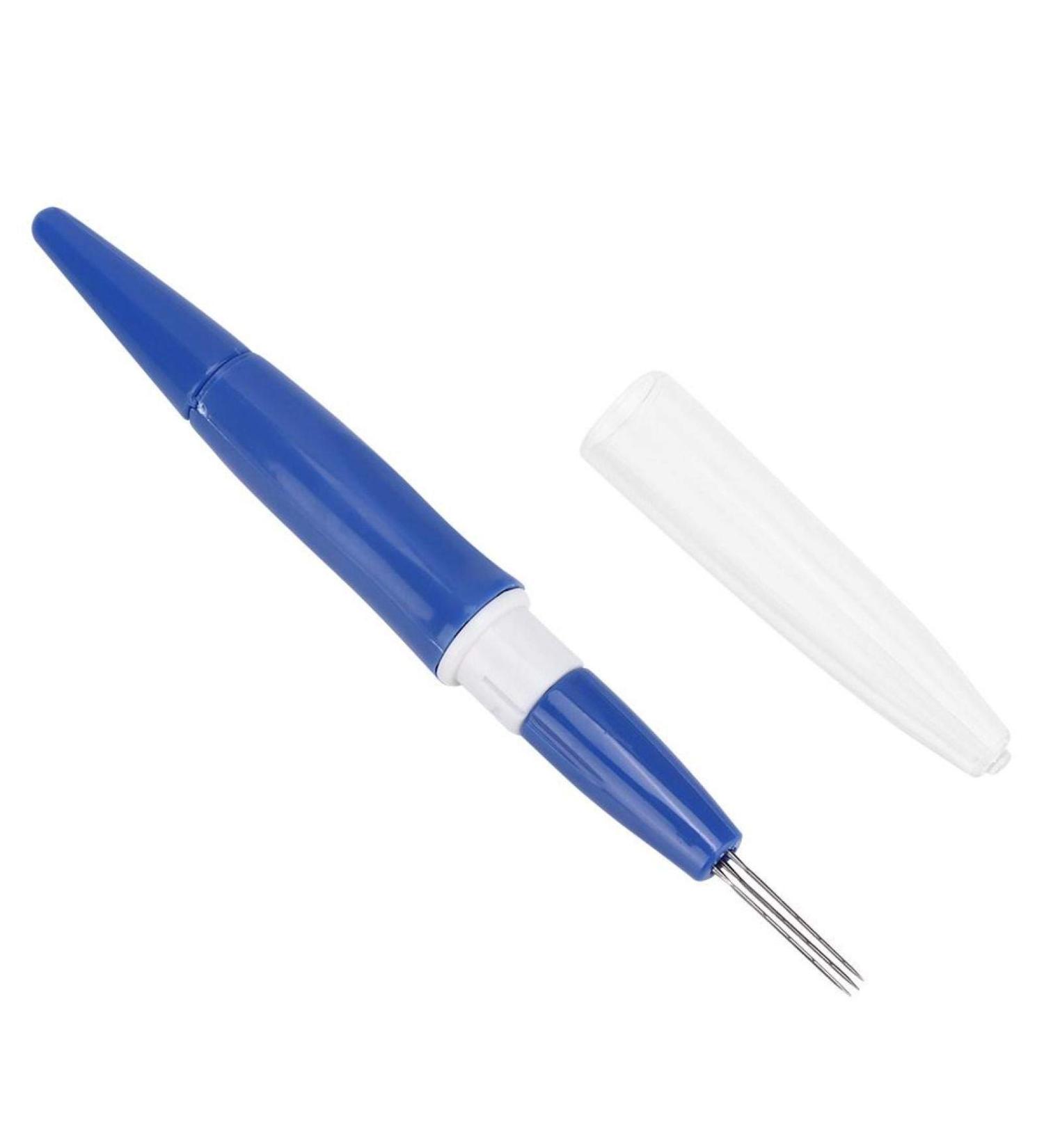Portable Pen Style Wool Felting Needle Tool with 3 Needles - Blue | DIY Patchwork Craft Tool - Buy Online on GoSupps.com