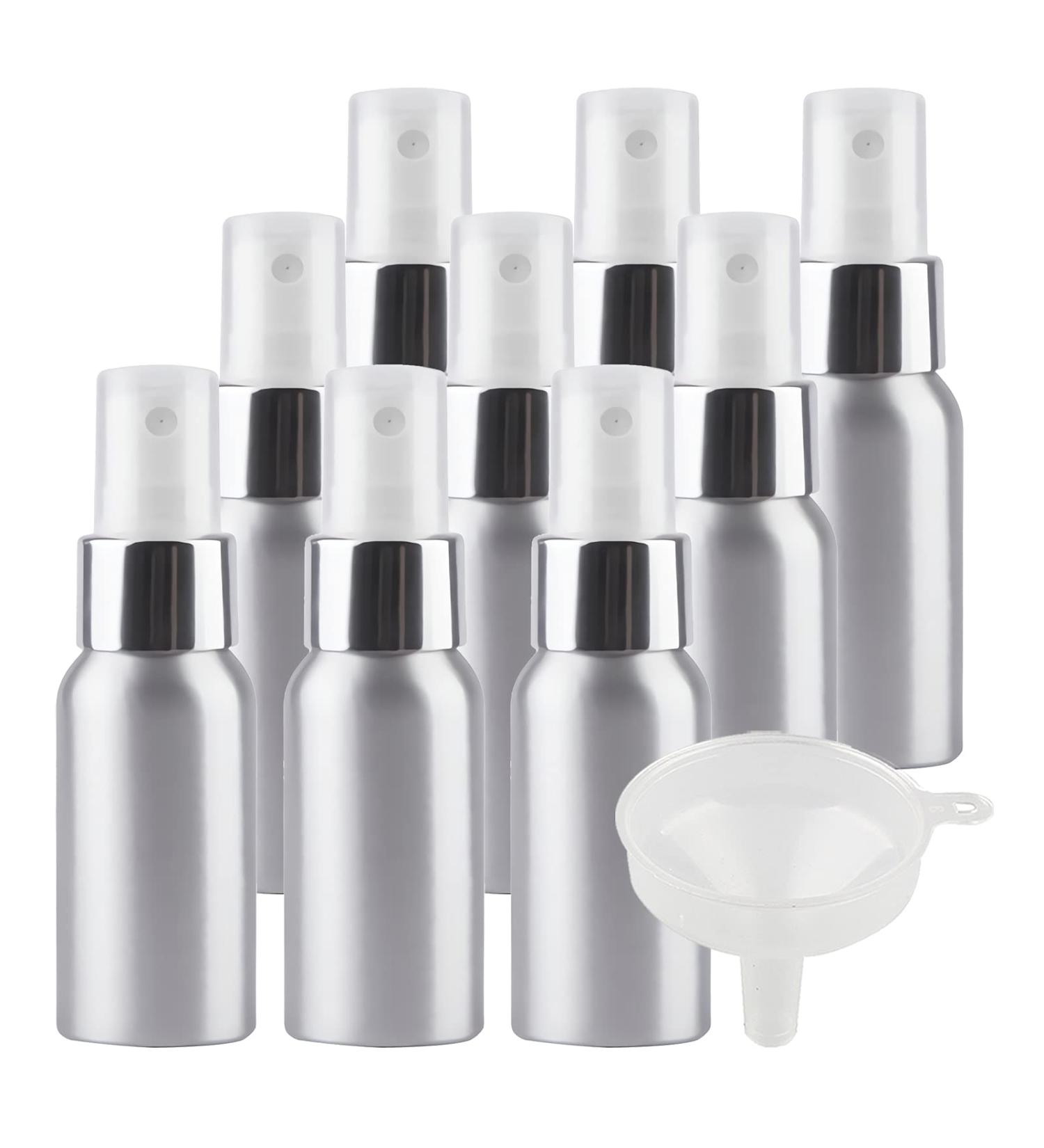 TIANZD 12 Pcs 50ml Empty Silver Aluminium Fine Mist Spray Bottle with White/Silver Metal Spray Head Refillable Travel Alu Bottles for Body Sprays Room Fragrances Perfumes Hair Garden Funnel Silver 50ml - Buy Online on GoSupps.com