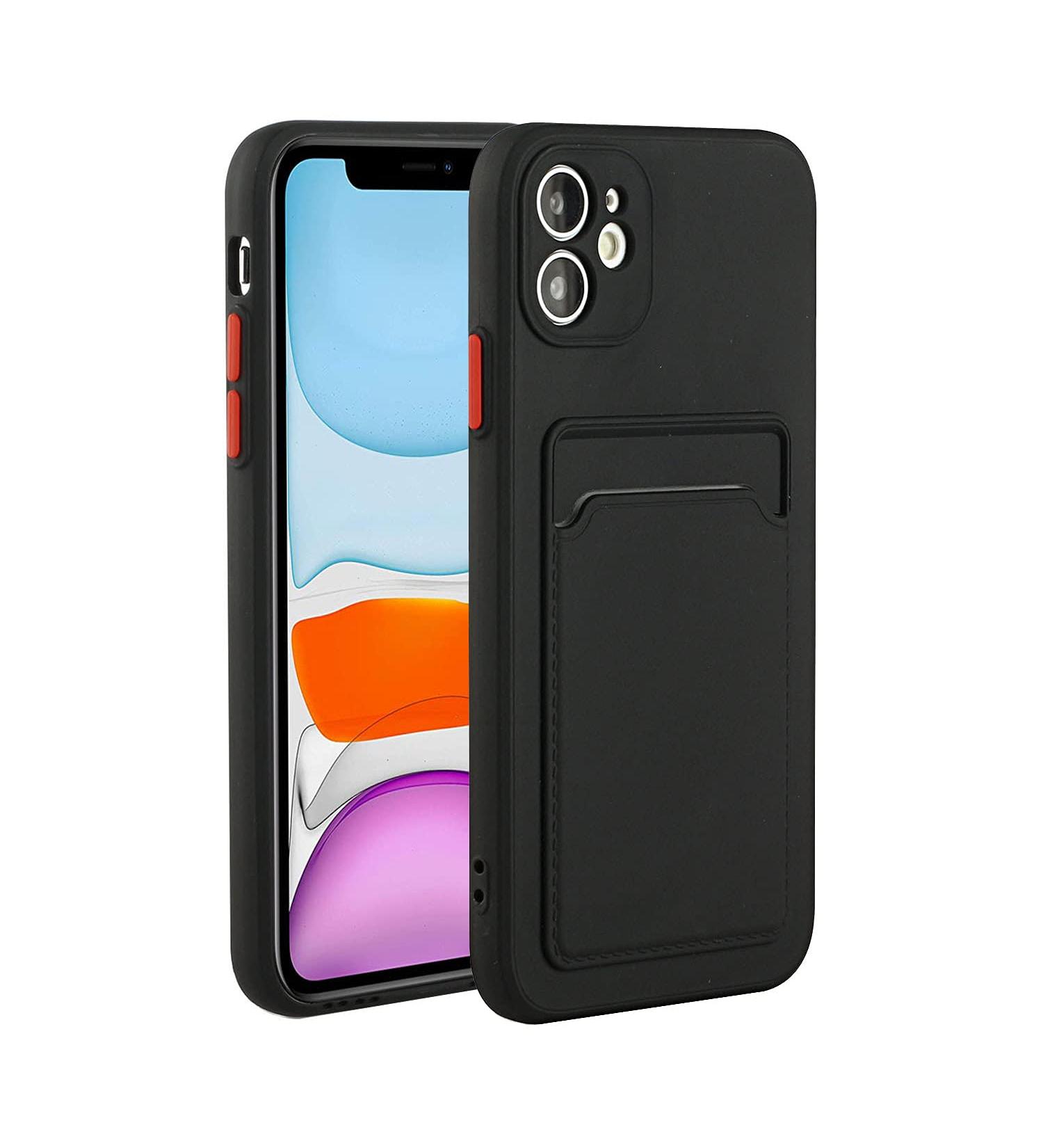 Tivenfezk Nadoli Silicone Case for iPhone 15 Plus - Ultra Thin Shockproof Scratch-Resistant Wallet TPU Cover with Credit Card Holder - Black - Buy Online on GoSupps.com